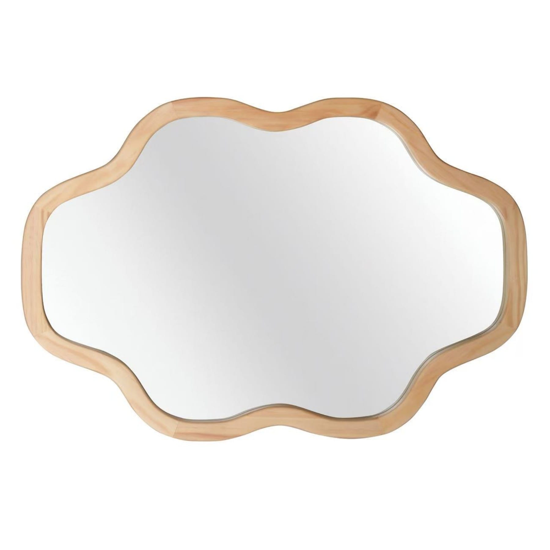YOSIMFUR 20X30 Inch Wood Color Cloud Shape Wall Mirror Solid Wood Frame Irregular Decorative Vanity Mirror Rustic Farmhouse Accent Mirror for Bathroom Entryway Living Room Home Wall Decor