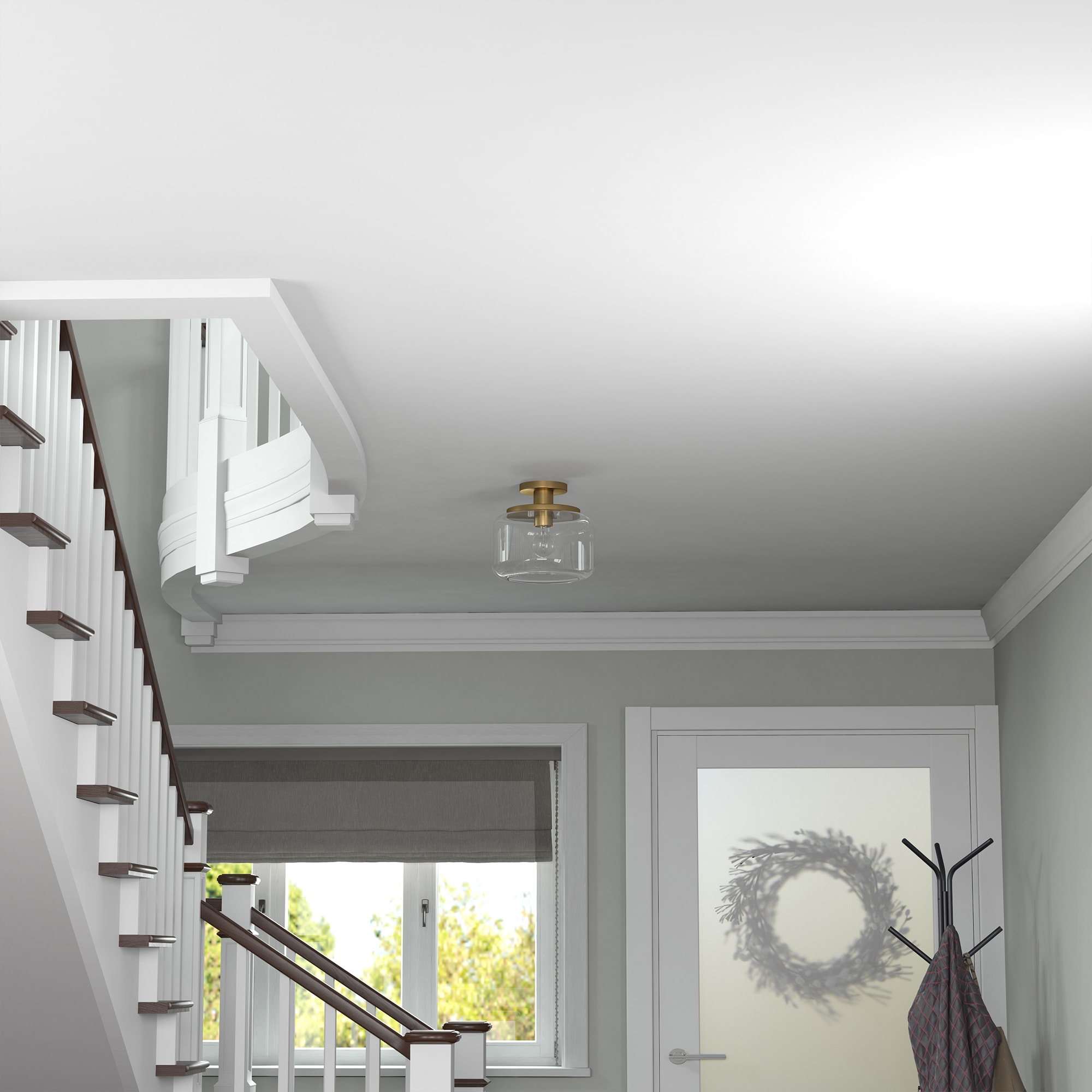 Tatum 11" Brushed Brass & Clear Glass Semi-Flush Mount Ceiling Light