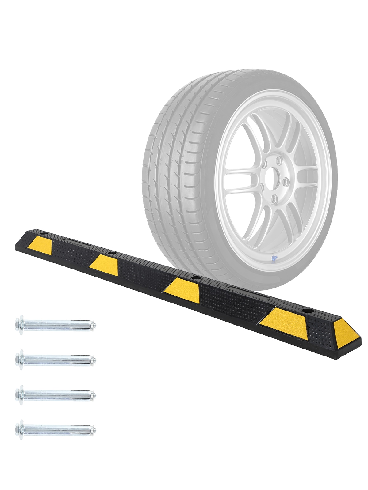 Garvee 72 Inch Heavy Duty Rubber Parking Curb 55000 lb Capacity with Reflective Stripes Oil and Water Resistant Wheel Stopper for Garage and Lot