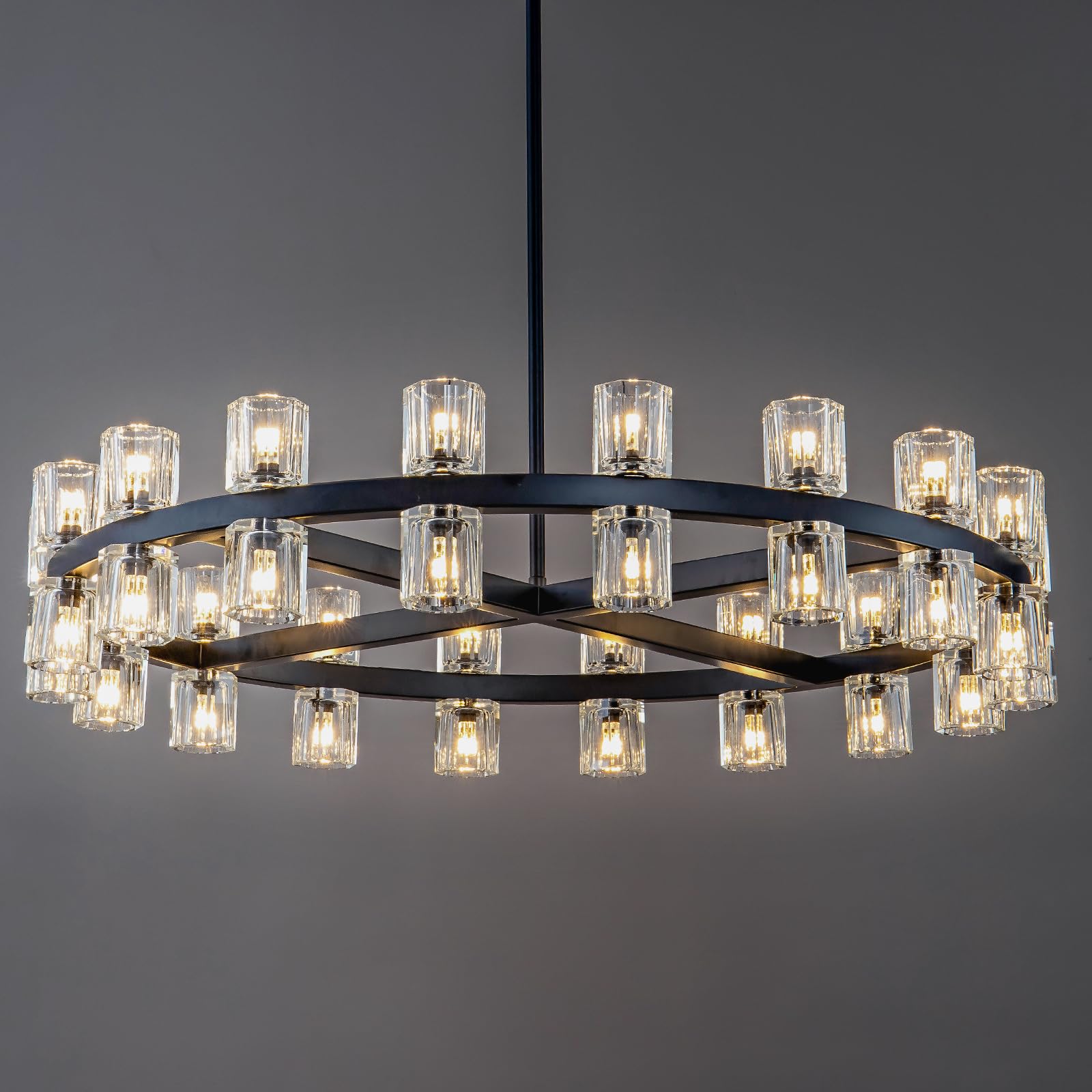 Gleam Flare  36in Diameter Black Modern Chandelier Adjustable