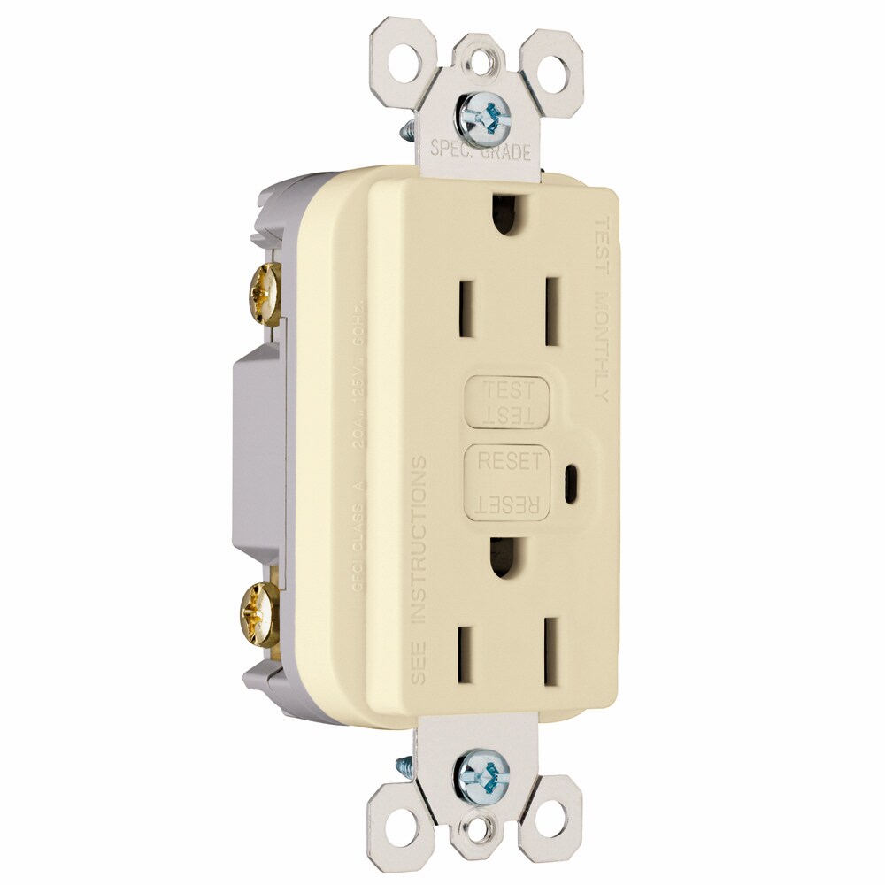 Pass & Seymour/Legrand 1595-I3PKCC4 Pass and Seymour 15-Amp 125-volt Tamper Resistant GFCI Residential Decorator Outlet, Ivory (3-Pack)