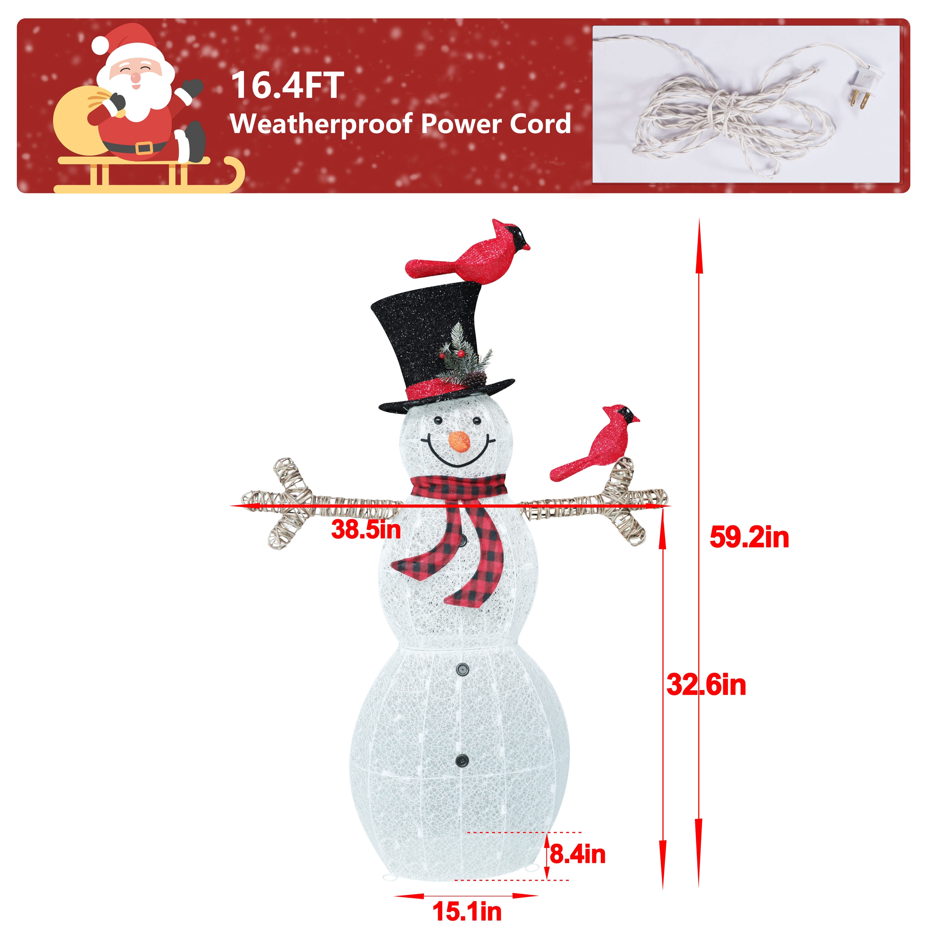 VEIKOUS 59.2-in Snowman Free Standing Decoration with Clear LED 