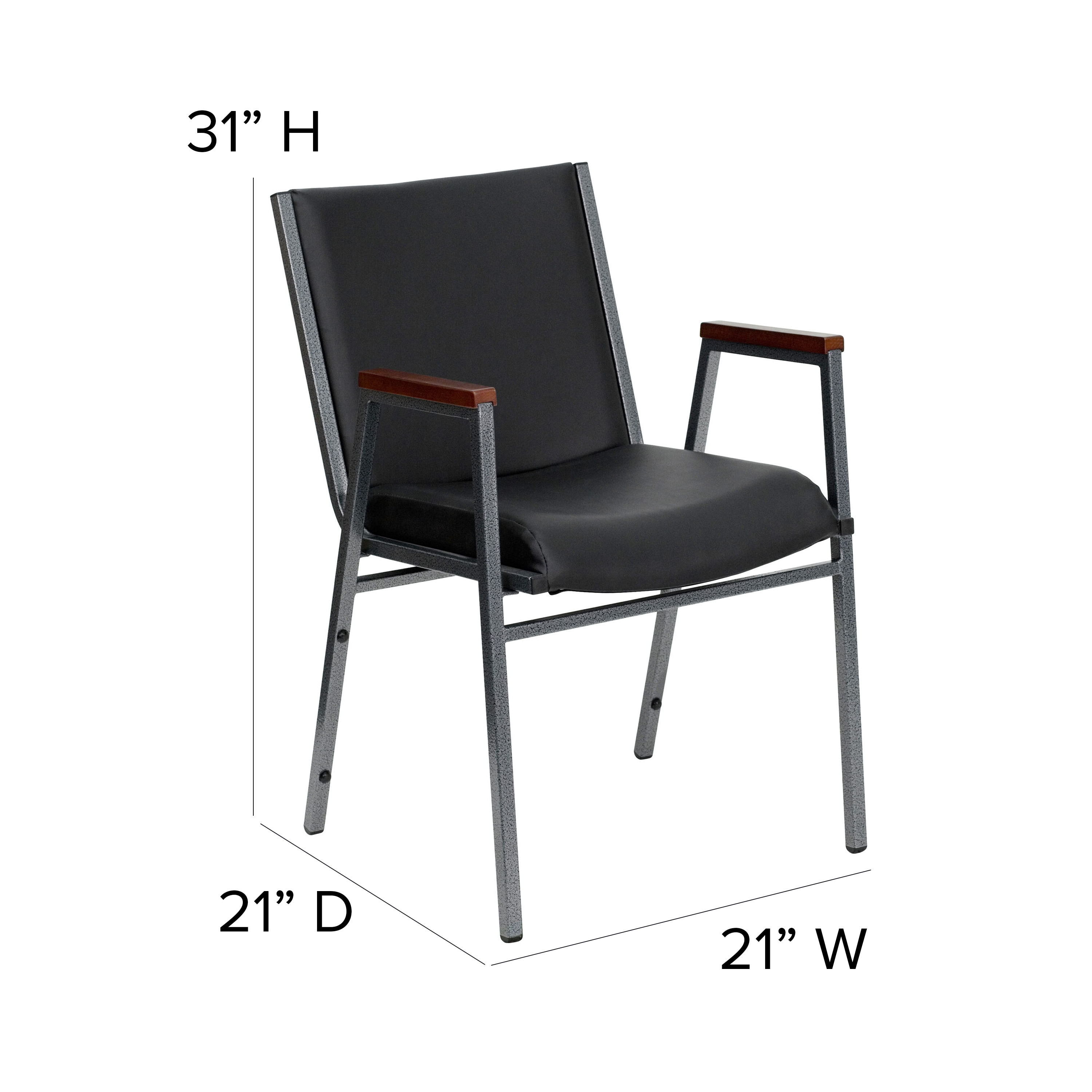 Cherry and Black Vinyl Contemporary Stackable Office Chair