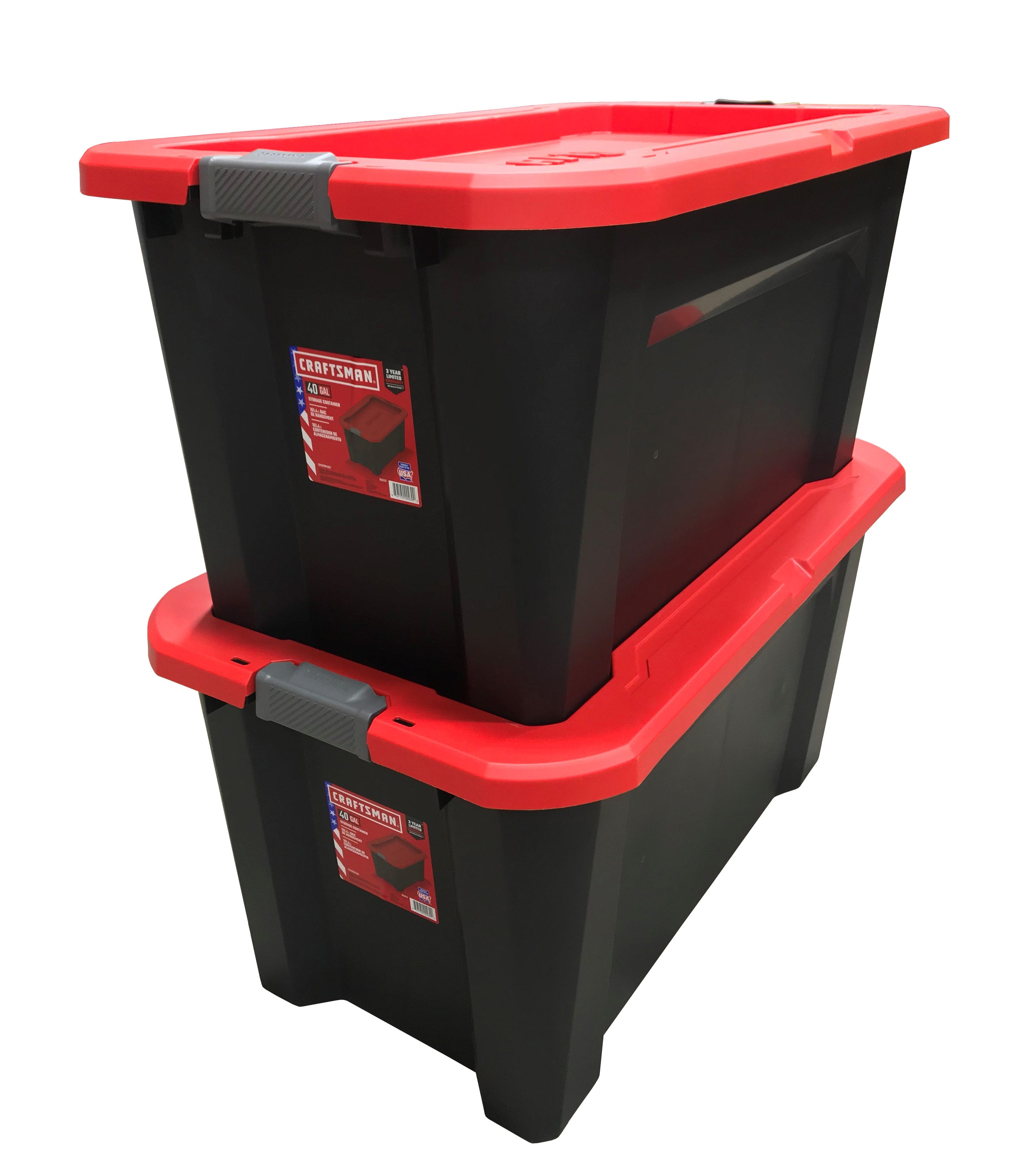 Industrial Tote Storage With Wheels 2 Pack Box 40gal 151L Handle Container  New