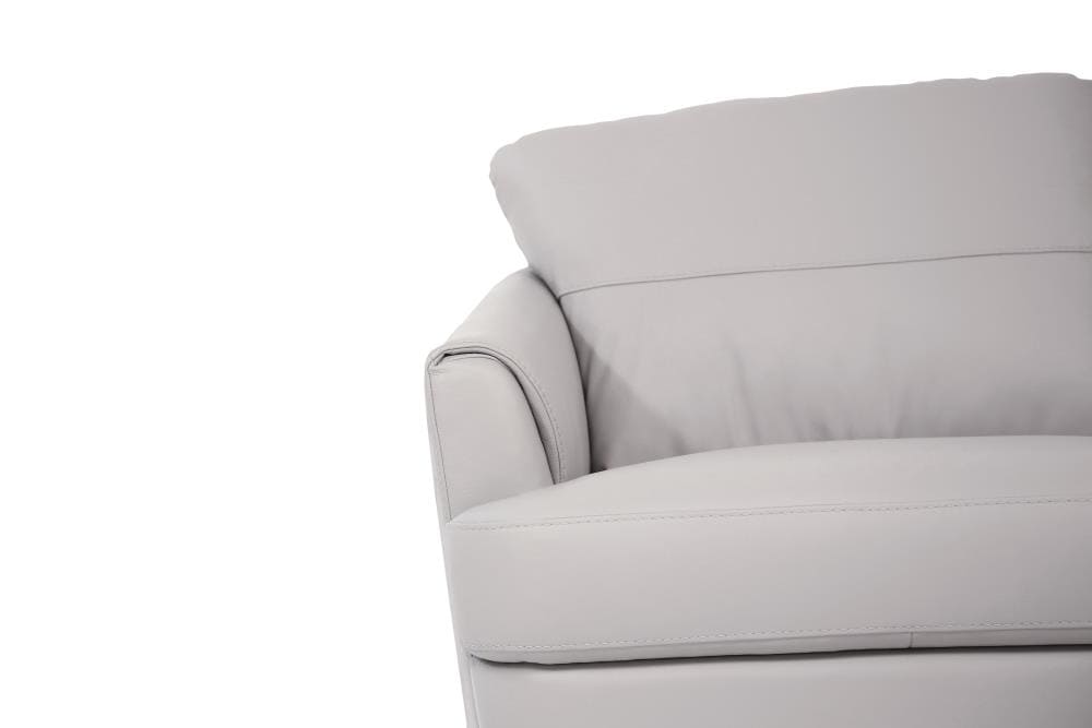 Pearl Gray Leather Chesterfield Sofa with Pillow-top Arms