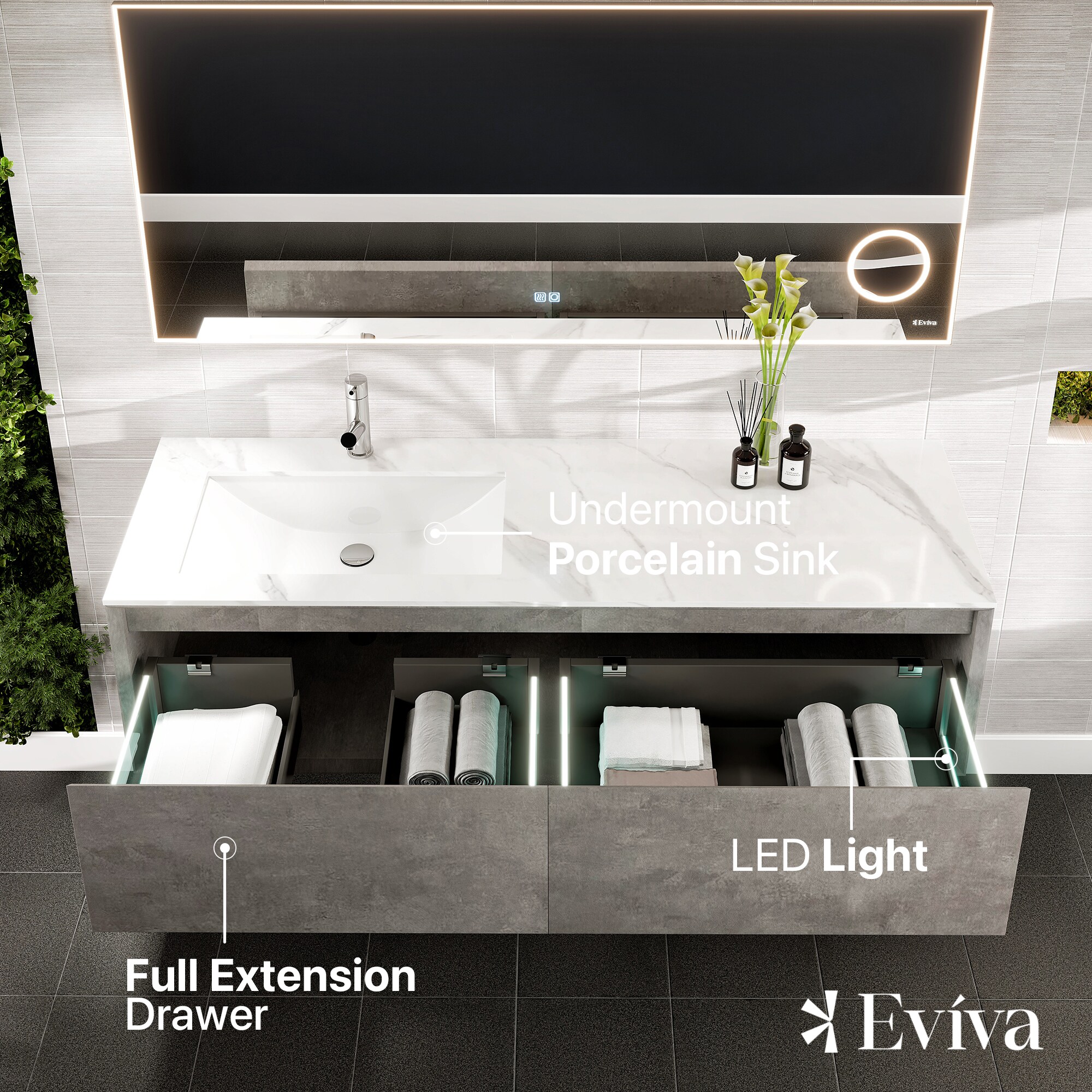 Eviva EVVN76-60CGR-SS Bath-Vanity-Combo - View #3