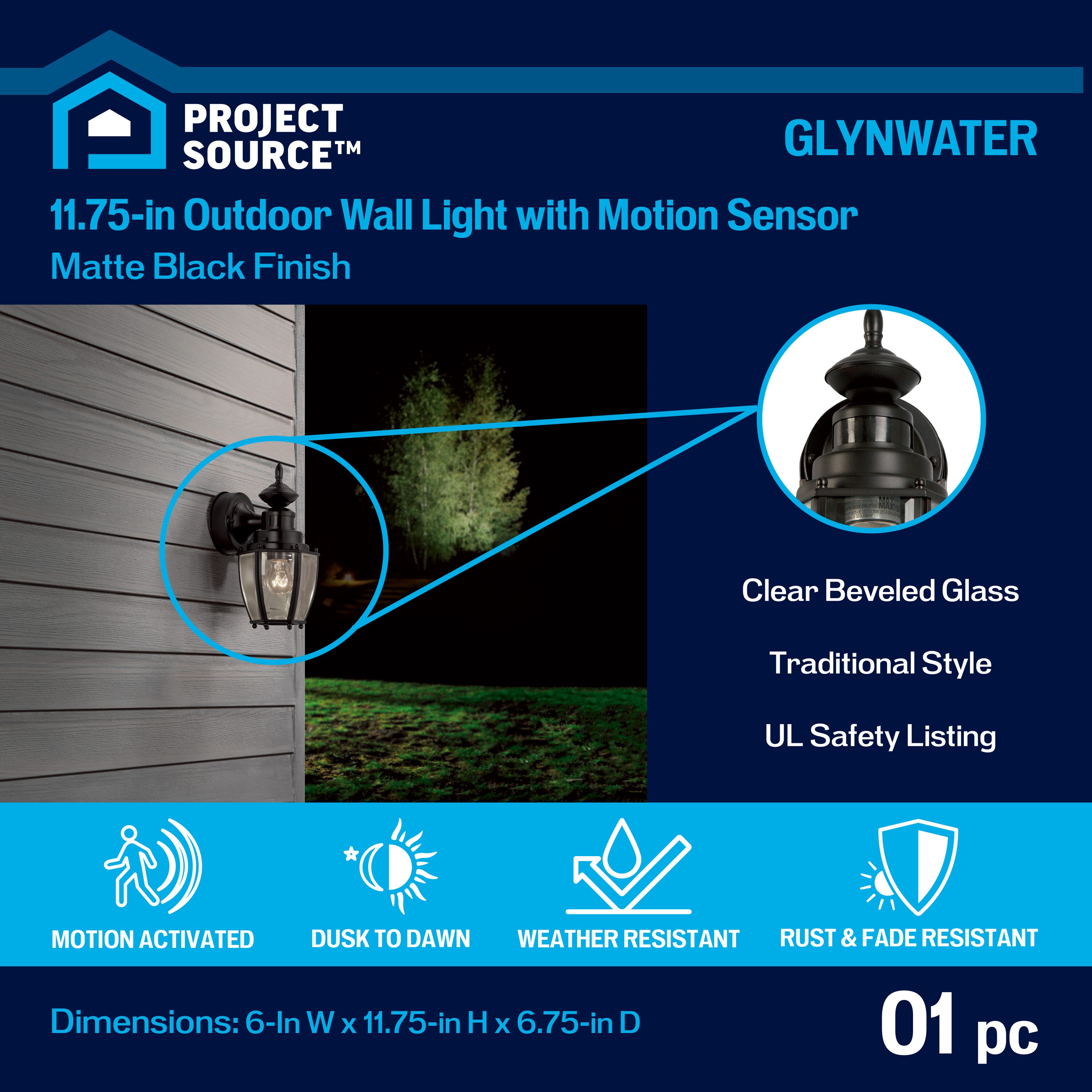 Project Source JEL1691A BK Outdoor-Wall-Lighting - View #3