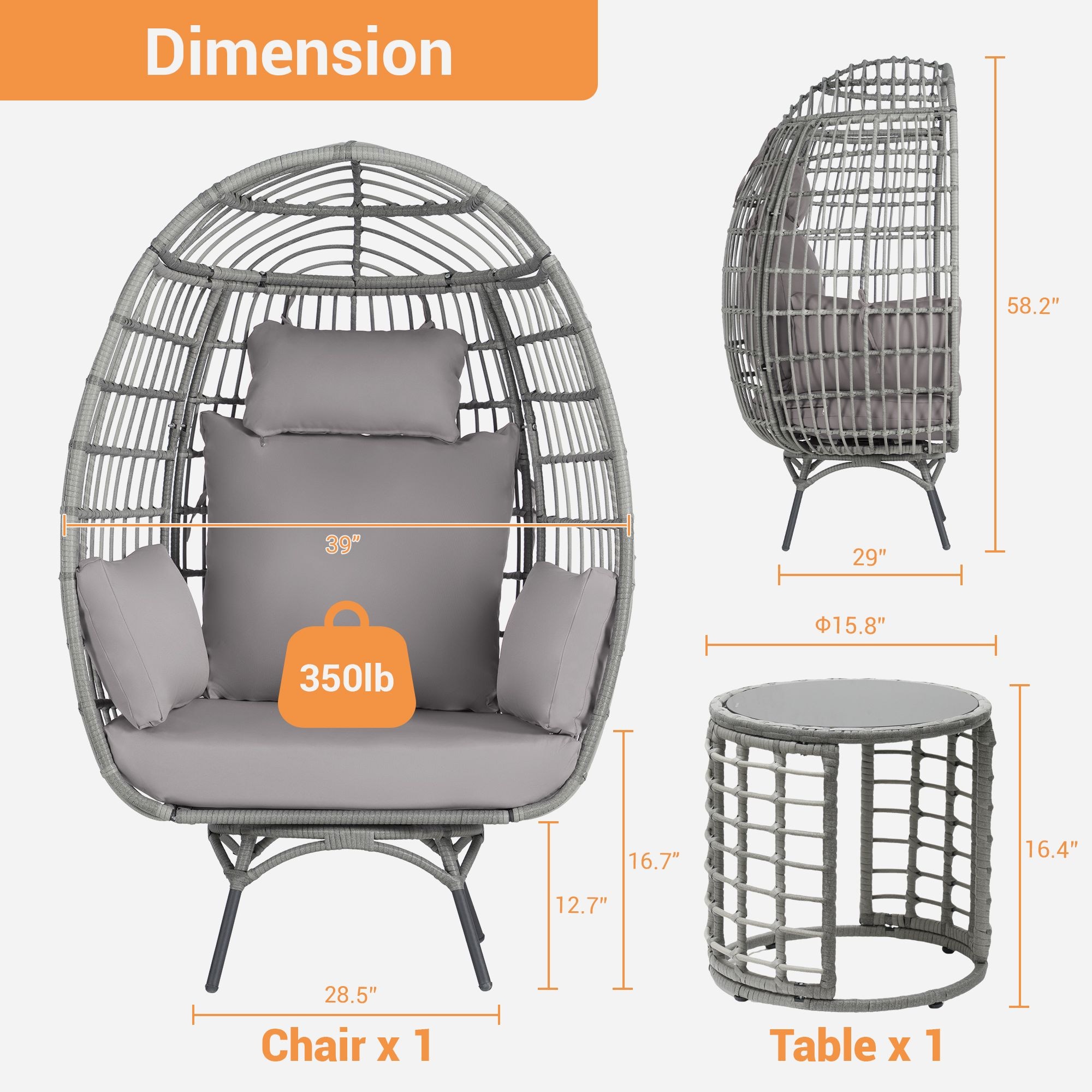 SANSTAR L-RJDC63LY-AC Patio-Conversation-Sets - View #2