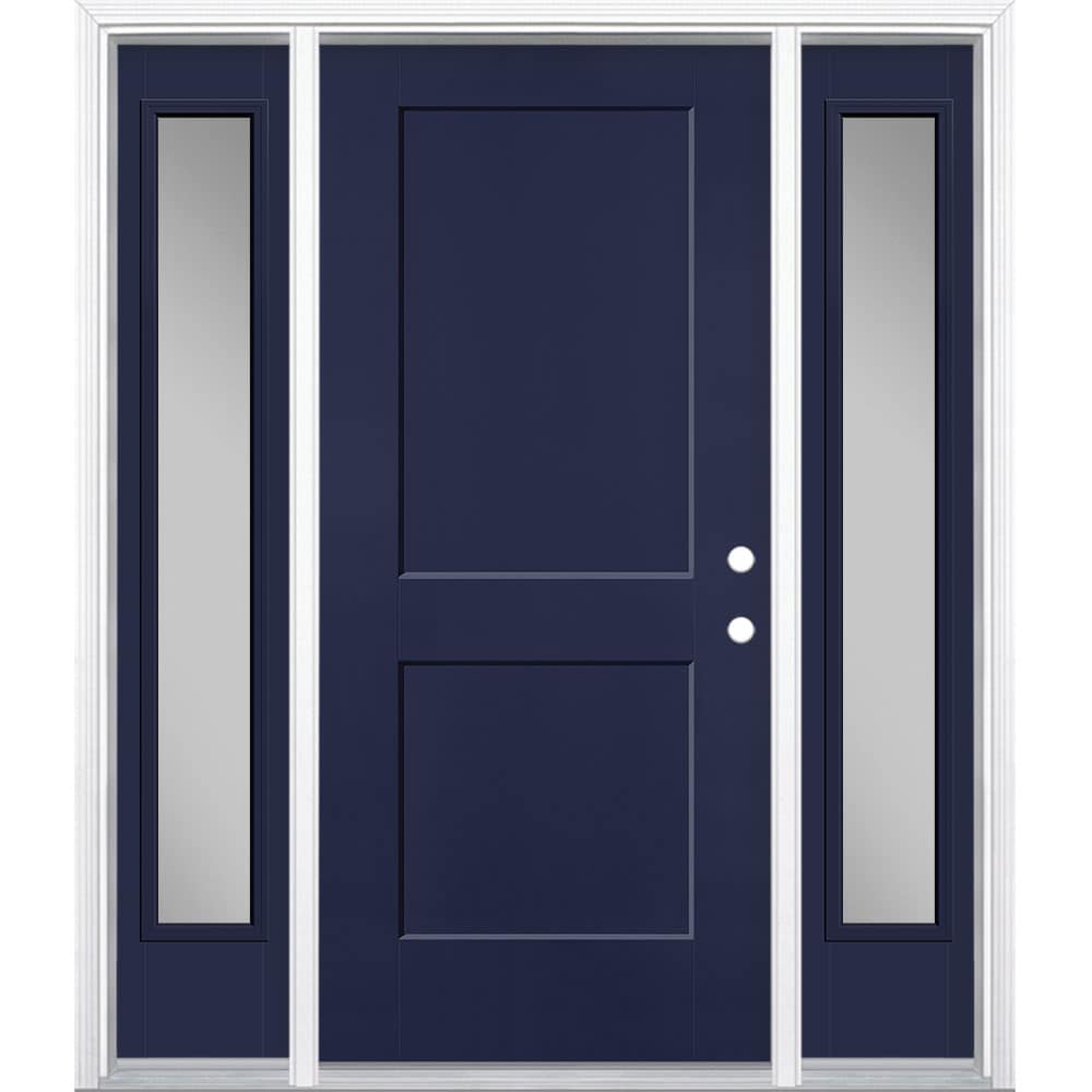Masonite 5204174 Logan 64-in x 80-in x 4-9/16-in Fiberglass No glass Left-hand inswing Eclipse Painted Prehung Front Door with Sidelights with Brickmould Insulating core
