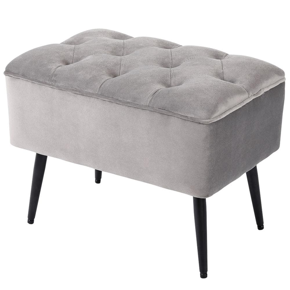 Storage Ottoman Foot Rest, Upholstered Pleated Round Footrest