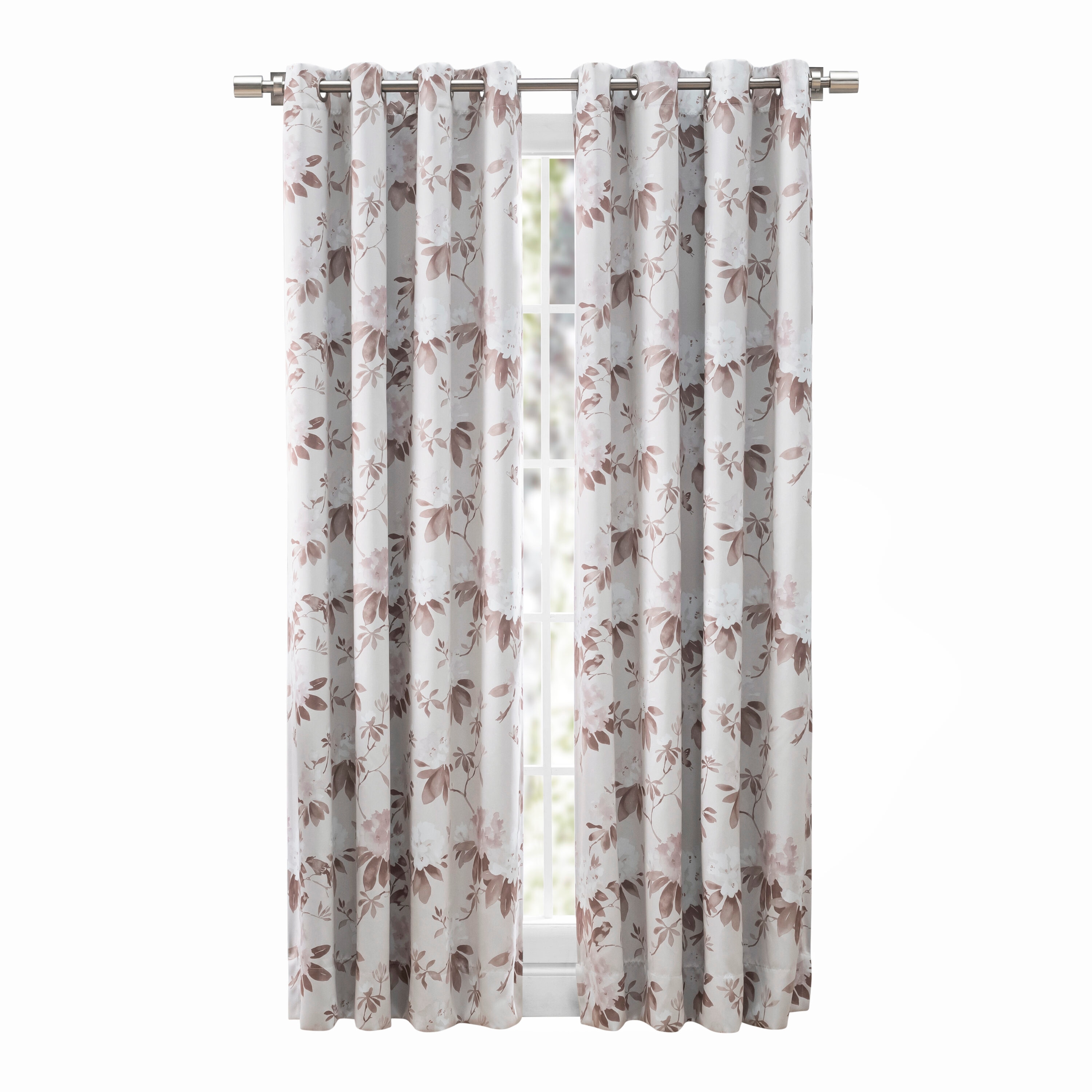 Ricardo Trading 02020-79-096-13 96-Inches Sandstone Floral Blackout Grommet Single curtain panel