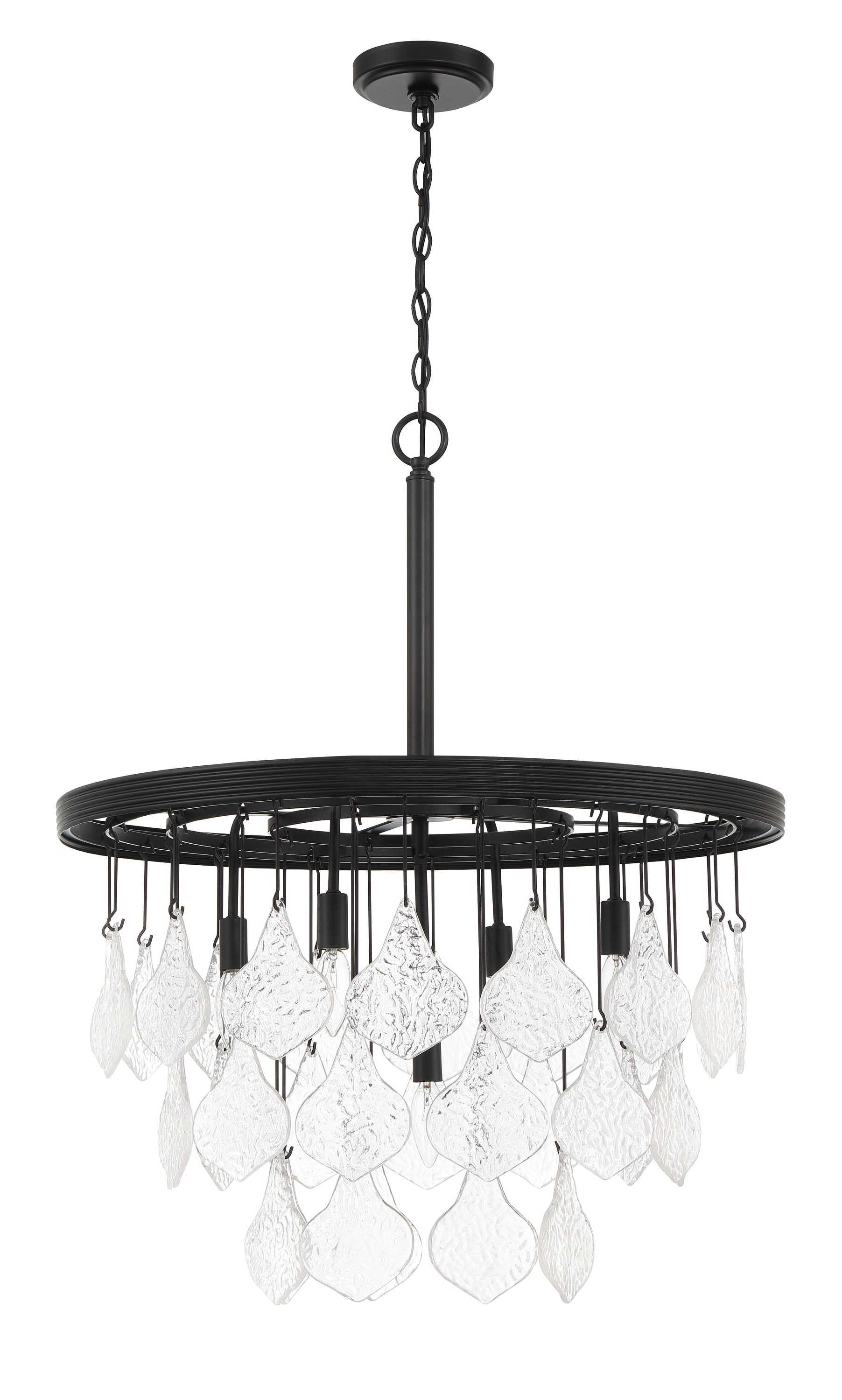 Craftmade P981FB5 Vesi 5 -Light Flat Black Traditional Clear glass Tiered Large Hanging Pendant light
