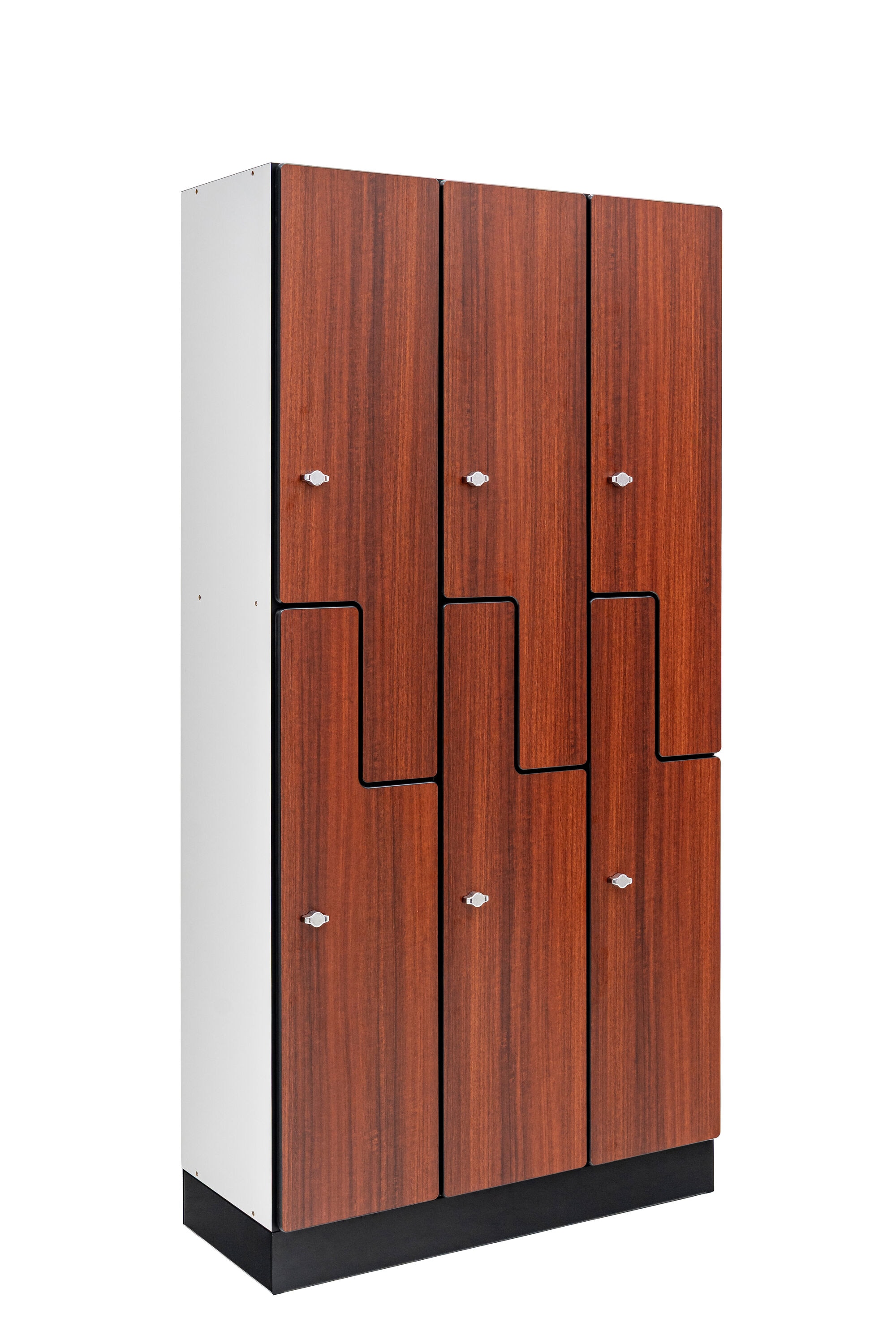 Alpine Industries 36-in W x 72-in H x 15-in D Walnut 6-Door 2-Tier Z-Style Designer Wood Full Storage Lockers for School Gym Employees and Sports Facilities