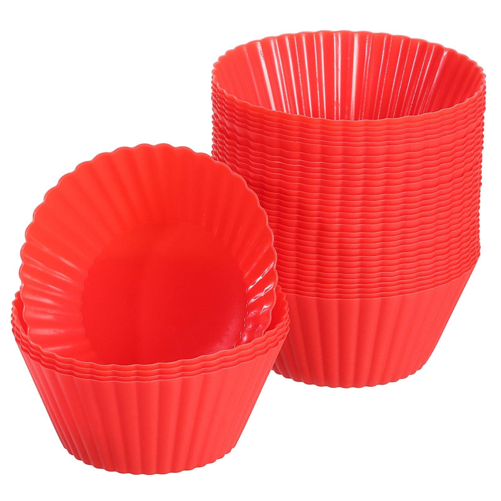 Unique Bargains 36pcs Silicone Cupcake Liners Non-Stick Baking Cups for Cooking Eggs Baking Muffins and Make a Cake(Red) #S26042300UX5202