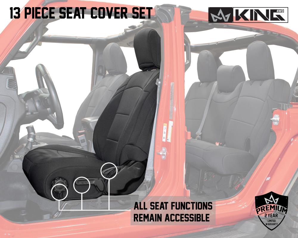King 4WD Neoprene Seat Covers, Black/Black, Without Rear Arm Rest- JL 4  Door in the Car Seat Covers department at 