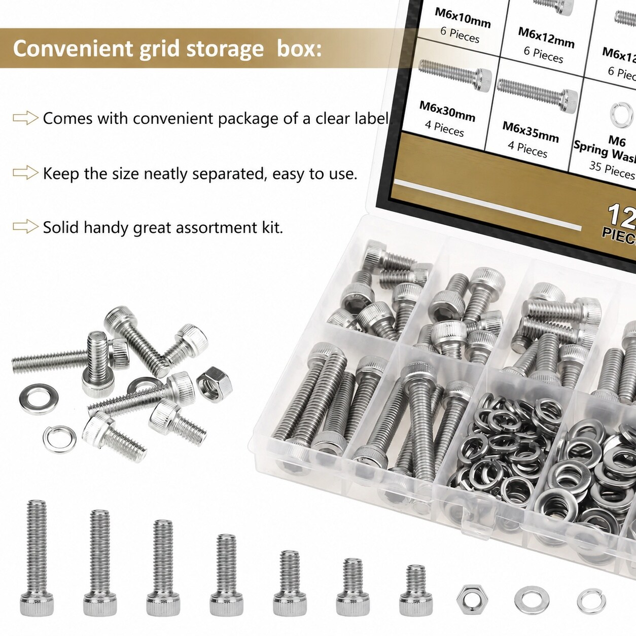Ahfiwaso M6 x 10 to 35mm Hex Socket Head Cap Screws Nuts Washers ...