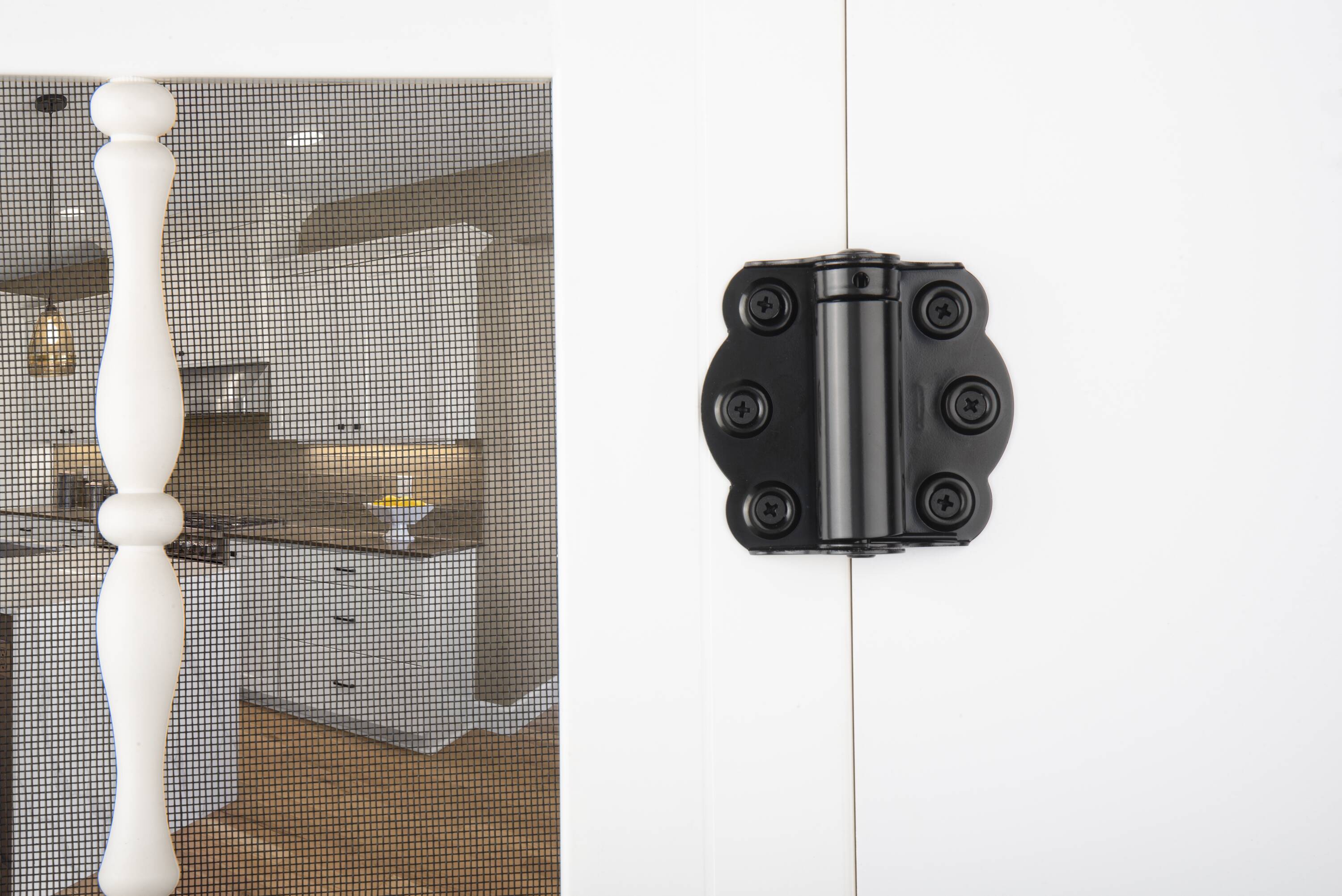 Black Steel Adjustable Self-Closing Storm Door Hinges, Set of 2
