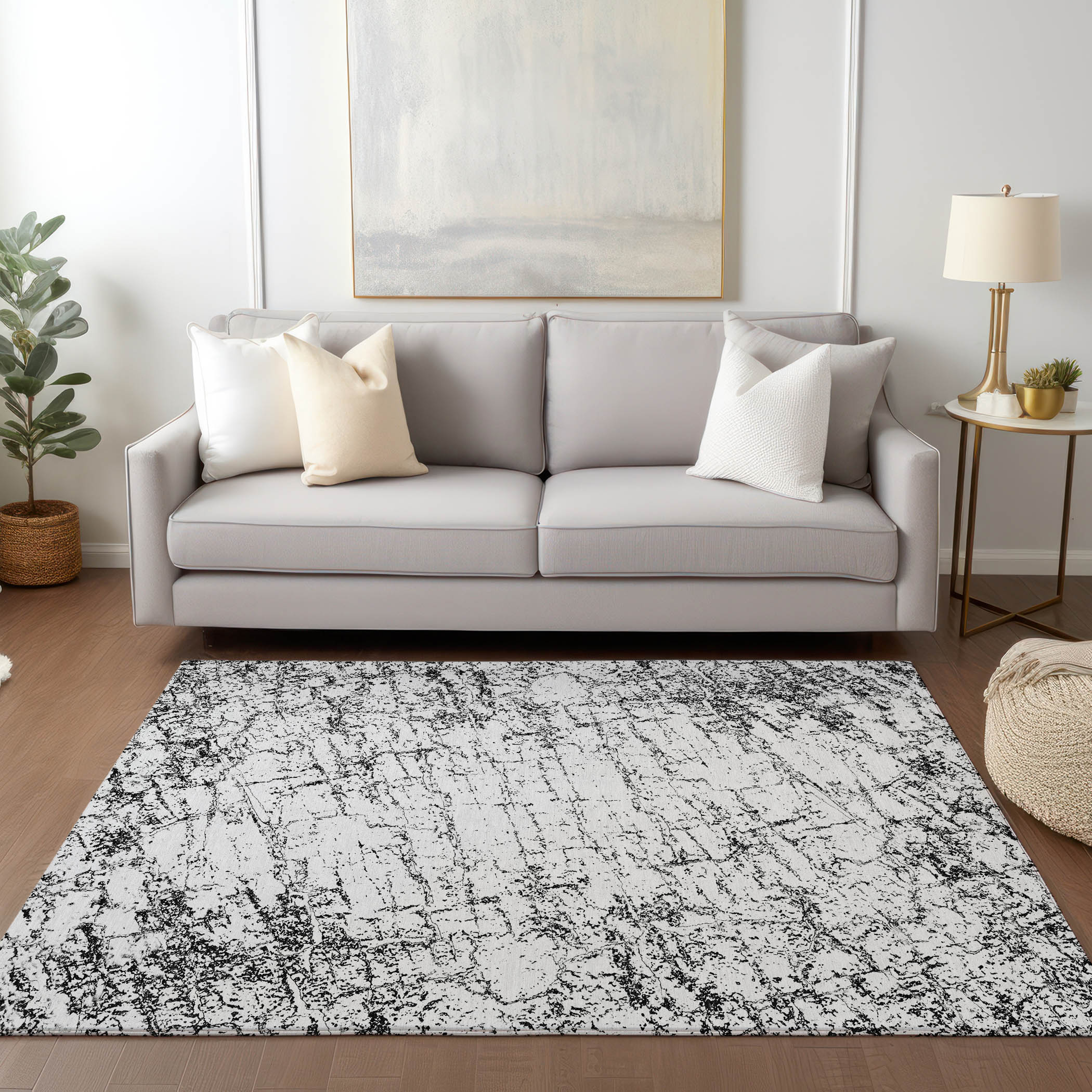 Addison Rugs ACN606BK9X12 Chantille ACN606BK 9 x 12 (ft) Polyester Black Rectangular Indoor/Outdoor Abstract Machine washable Area rug