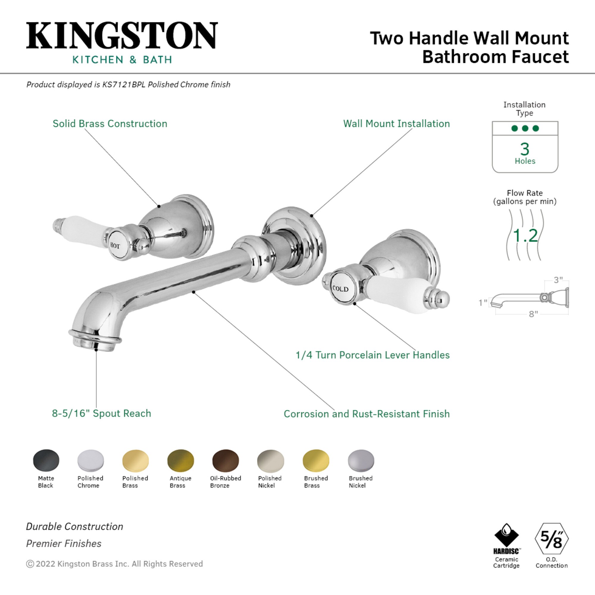 Kingston Brass WLKS7126BPL Lavatory-Faucets - View #3