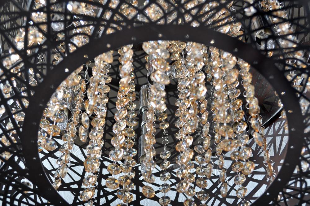 Bronze and Cognac Glass 7-Light Flush Mount Fixture