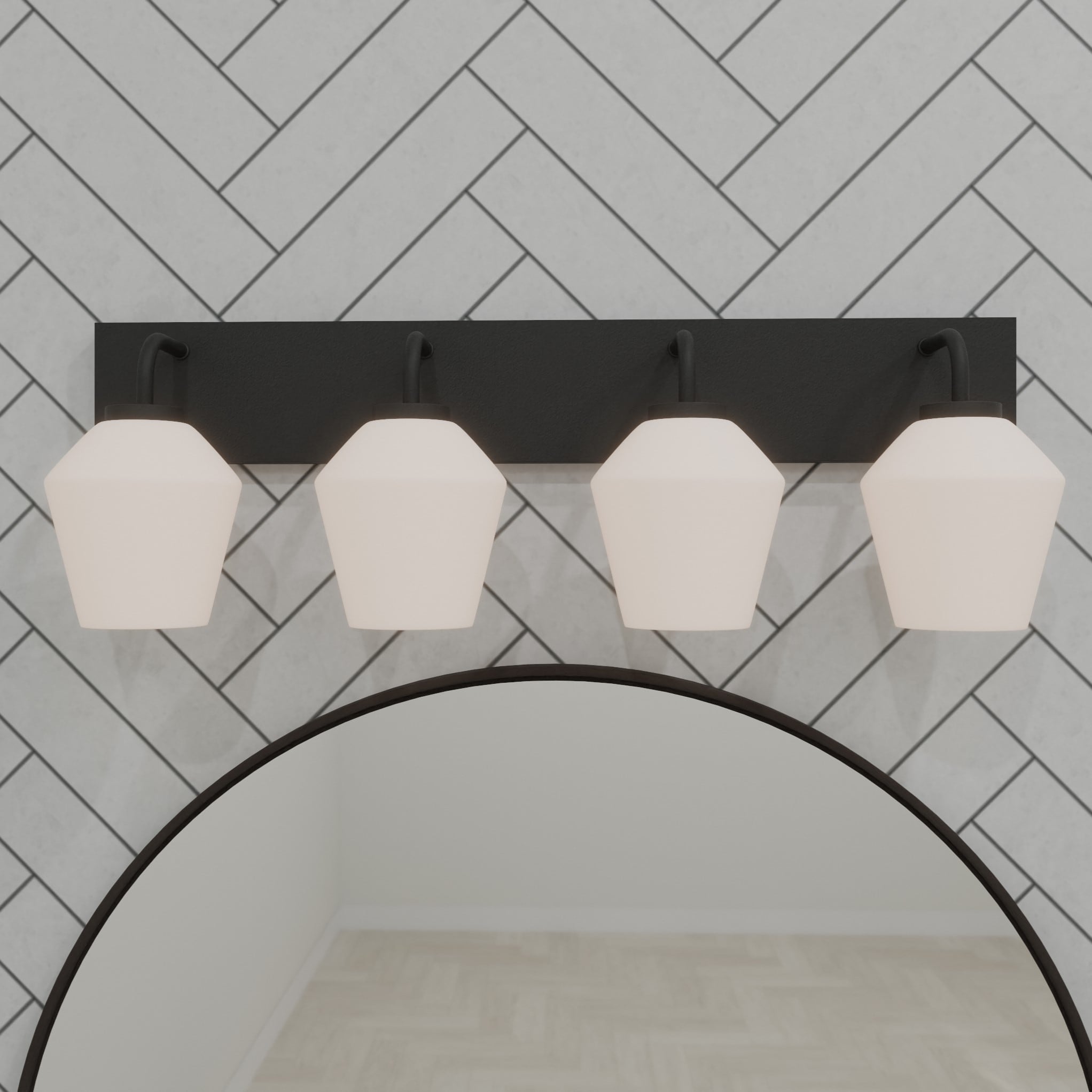 Quoizel NIE8629MBK Nielson 29.25-in 4 -Light Matte Black Transitional Vanity light