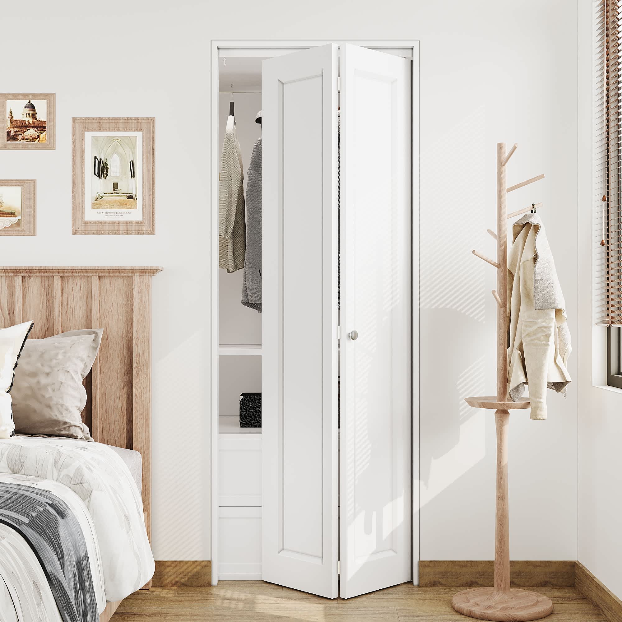 Ark Design 1 Paneled Bi-Fold Doors Tempered Folding Door Hollow MDF Closet Door Prefinished Surface Pre-Drilled Holes 30-in x 80-in