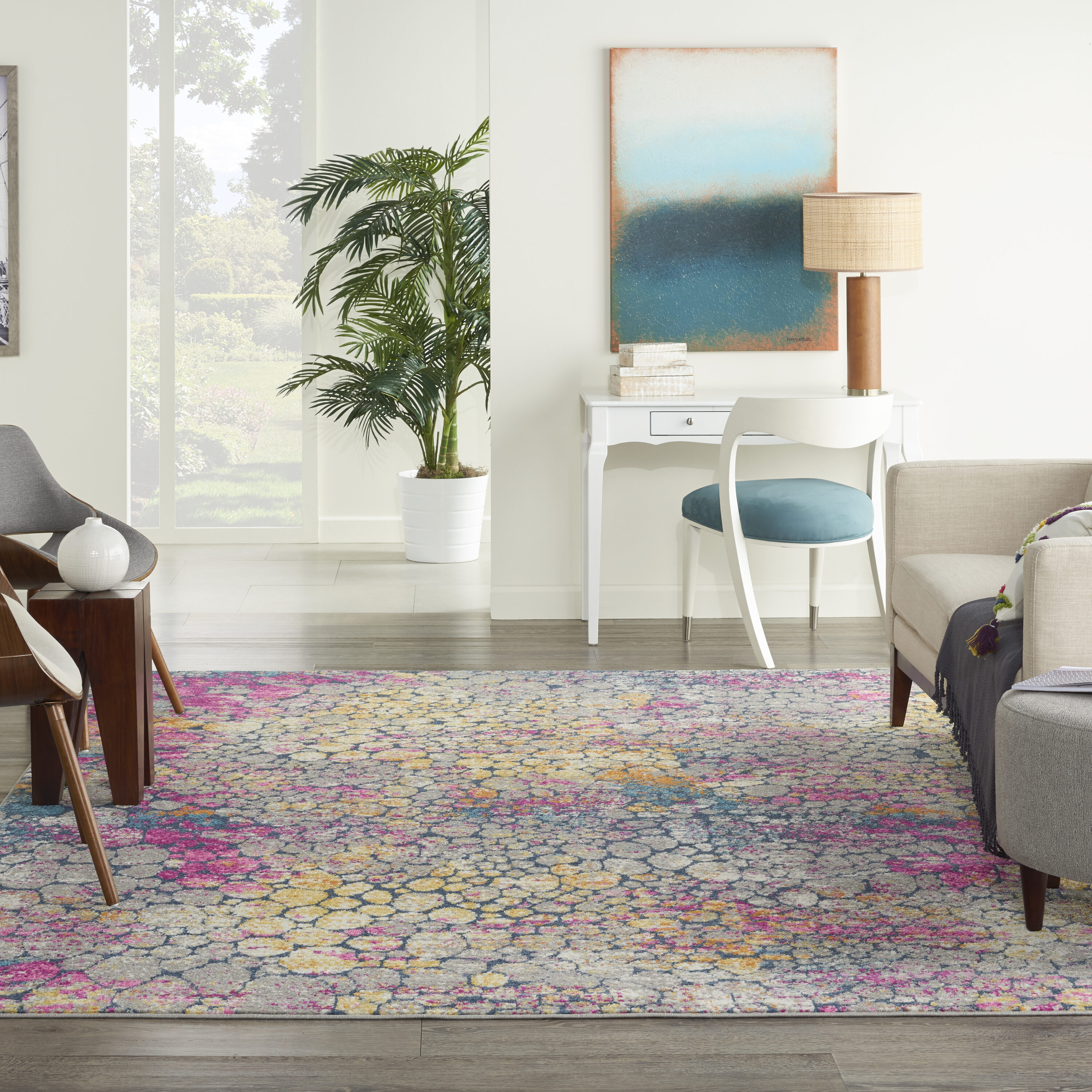 Nourison 99446779953 Passion 7 x 10 (ft) Loomed Polypropylene Yellow multi Rectangular Indoor Area rug
