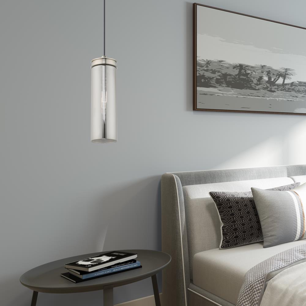 Sleek Smoke Glass Mini Pendant with Brushed Nickel Finish
