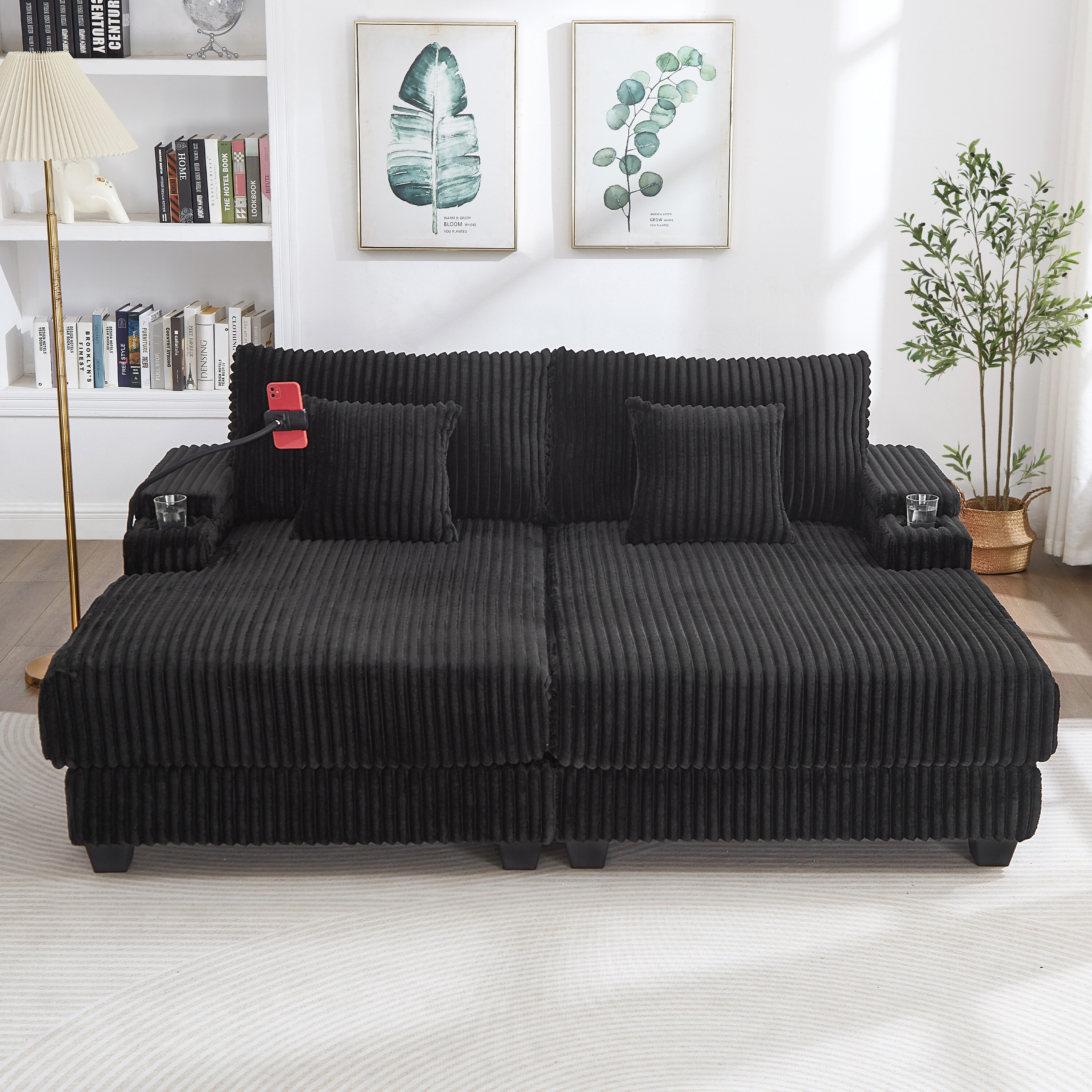 ModernLuxe Assembly Required Modern Chaise Sofa 75.5inch Chaise Lounge ...