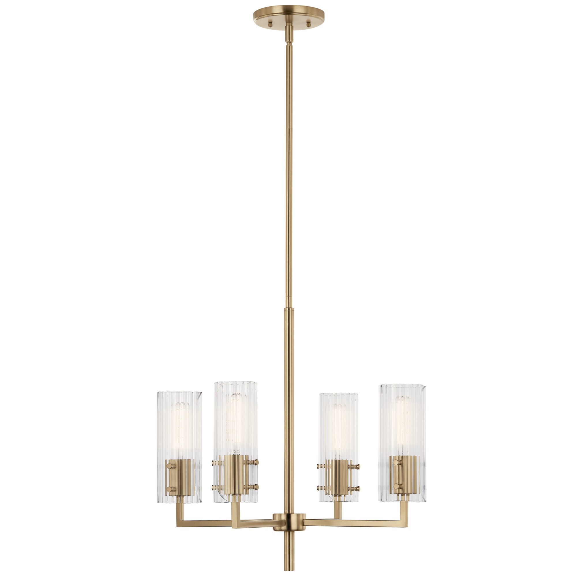 Champagne Bronze Mini Chandelier with Clear Fluted Glass Shades