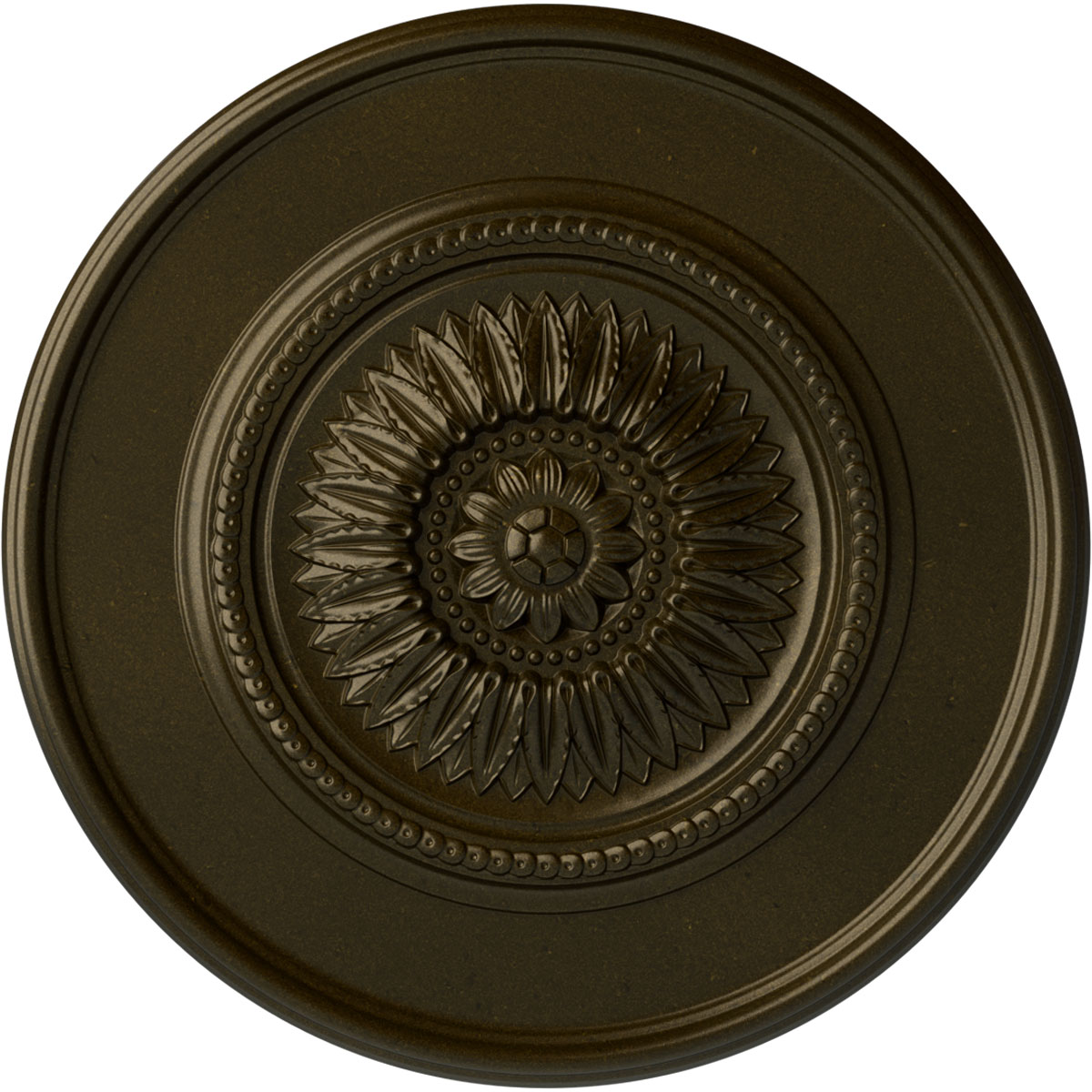 Ekena Millwork CM41FLGGS Large Floral 41.125-in W x 41.125-in L Painted Green Gold Polyurethane Whole Ceiling Medallion