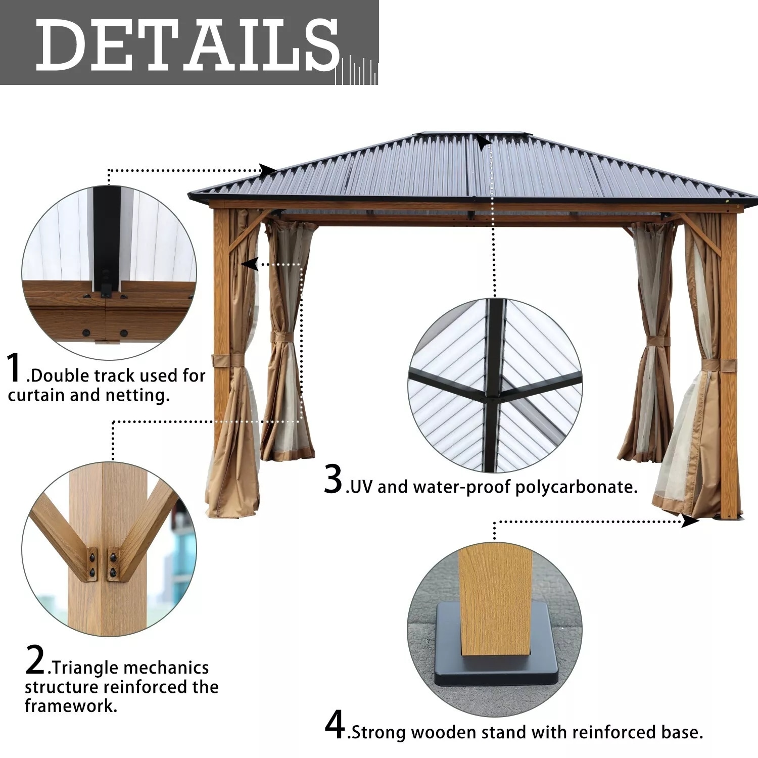 Aoodor A192-PKIBN Wood-Resin-Gazebos - View #3