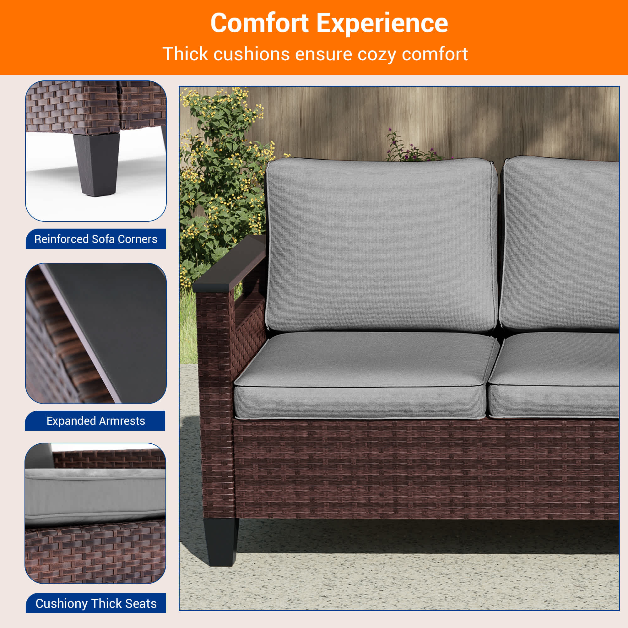 Aok Garden LWP-PS-126BGY Patio-Conversation-Sets - View #5