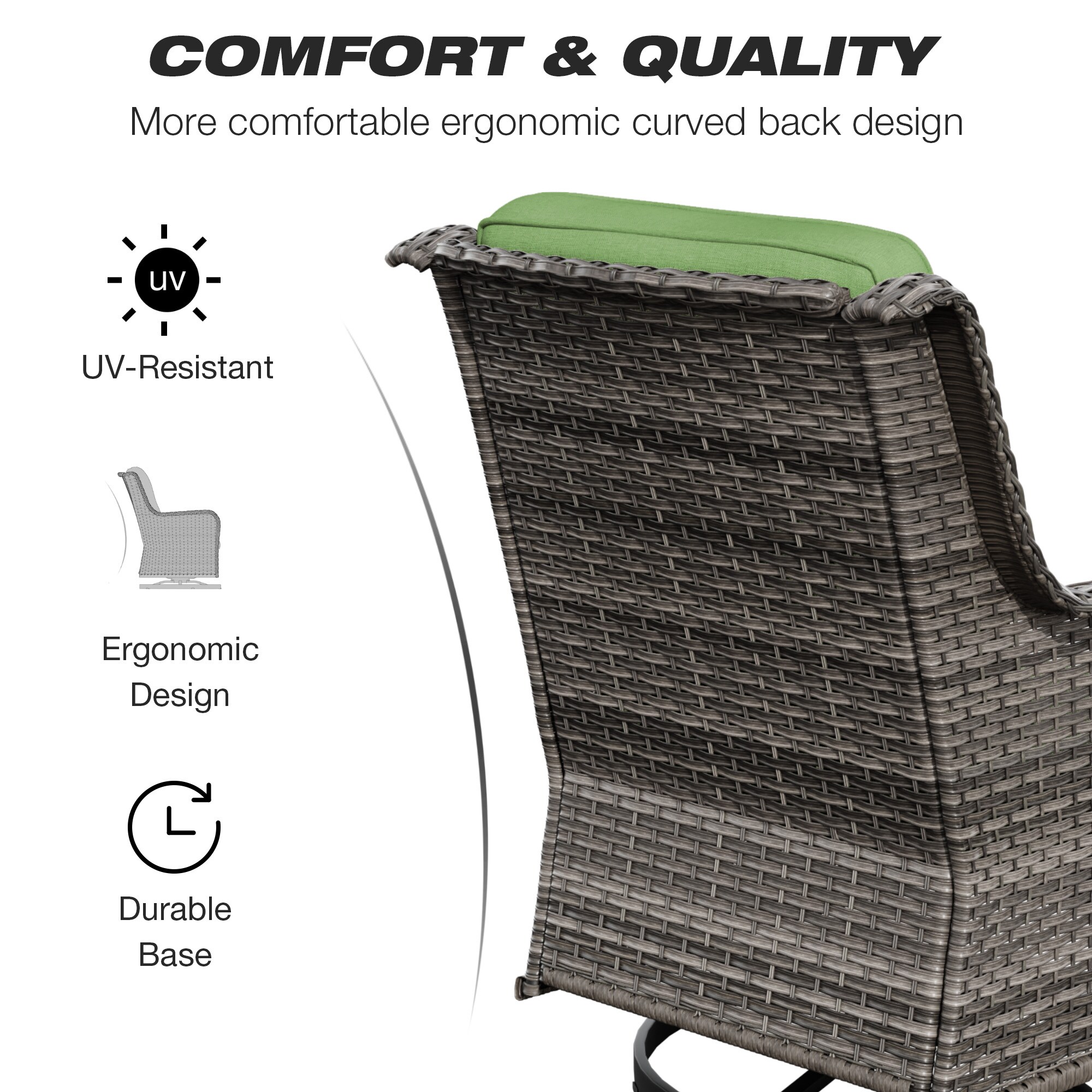 Gardenbee M01M74-GRN Patio-Conversation-Sets - View #4