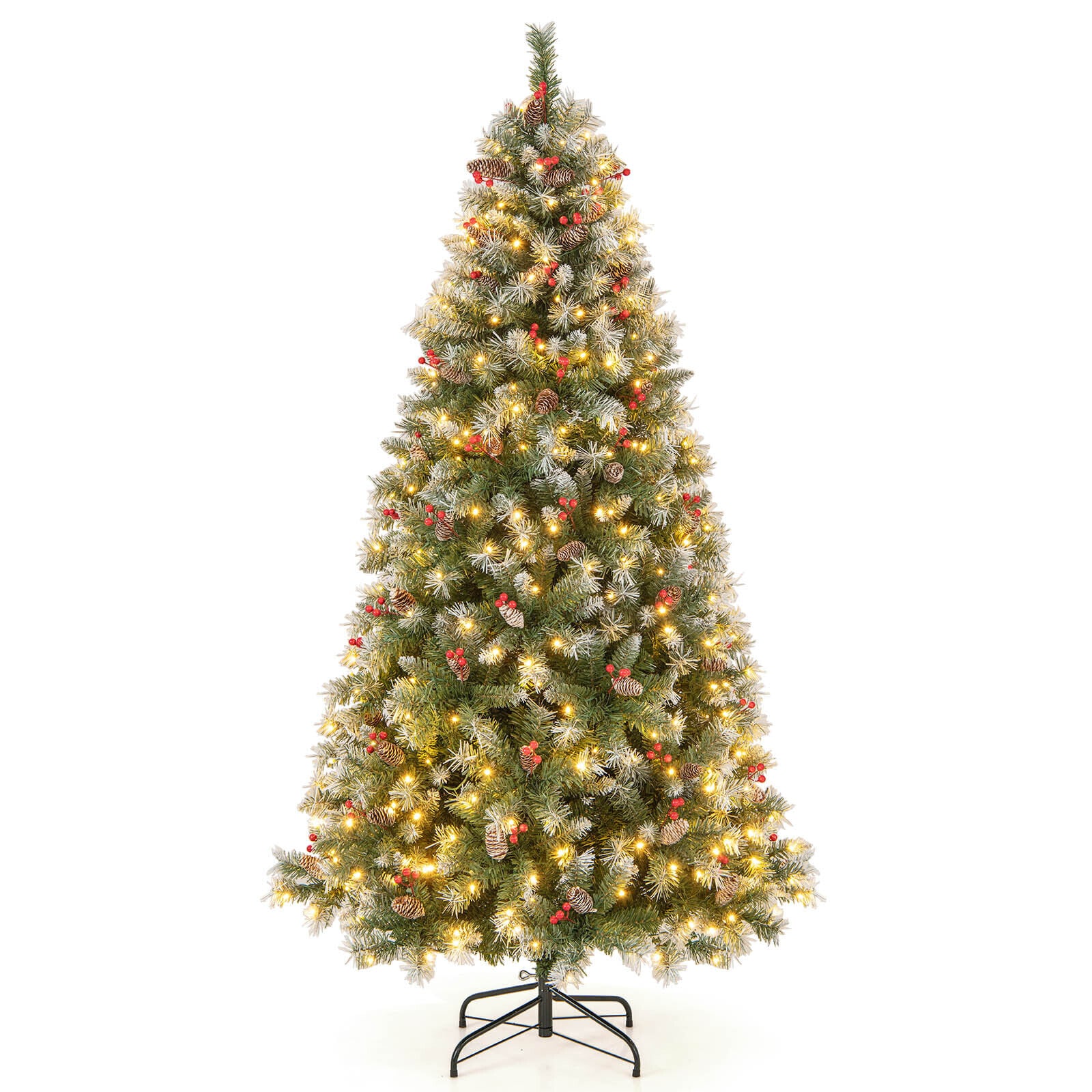 WELLFOR GG-293822AAF 7.6-ft Pre-lit Artificial Christmas Tree with LED Lights