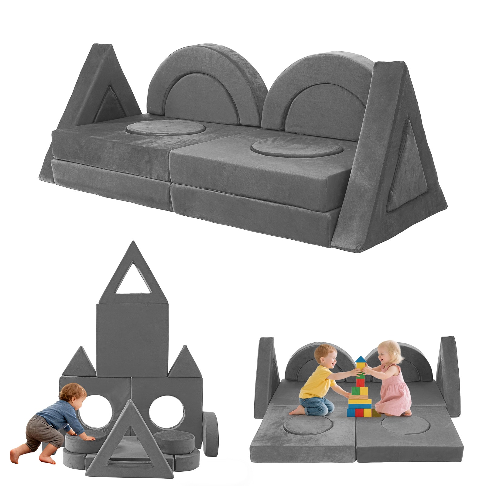 Craftline - 14Pcs Modular Kids Play Sofa Flexible Combination Furniture For Creative Play And Rel...