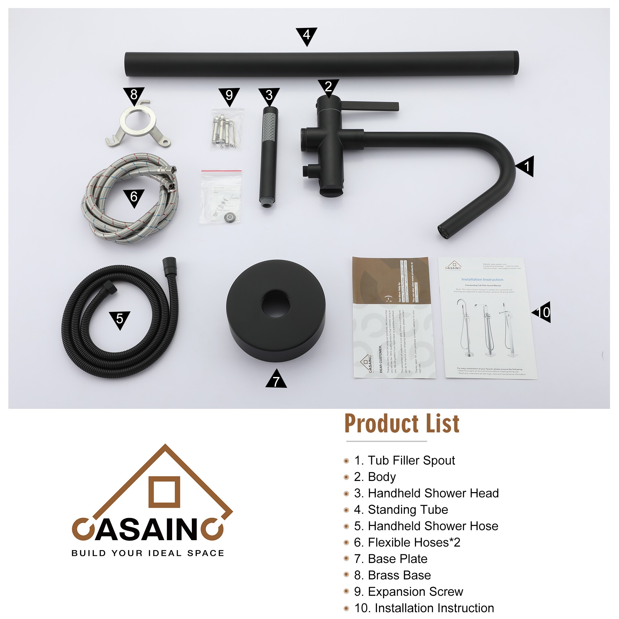CASAINC RB0768-WE Roman-Tub-Faucets - View #3