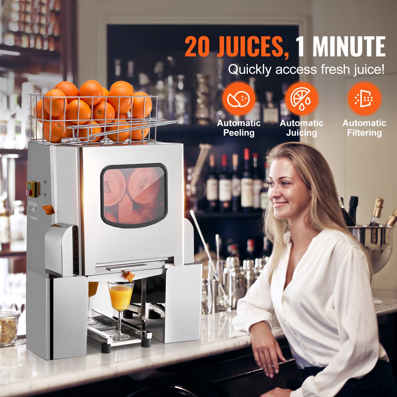 GIVIMO Commercial Orange Juicer Machine 120W Automatic Juice Extractor ...