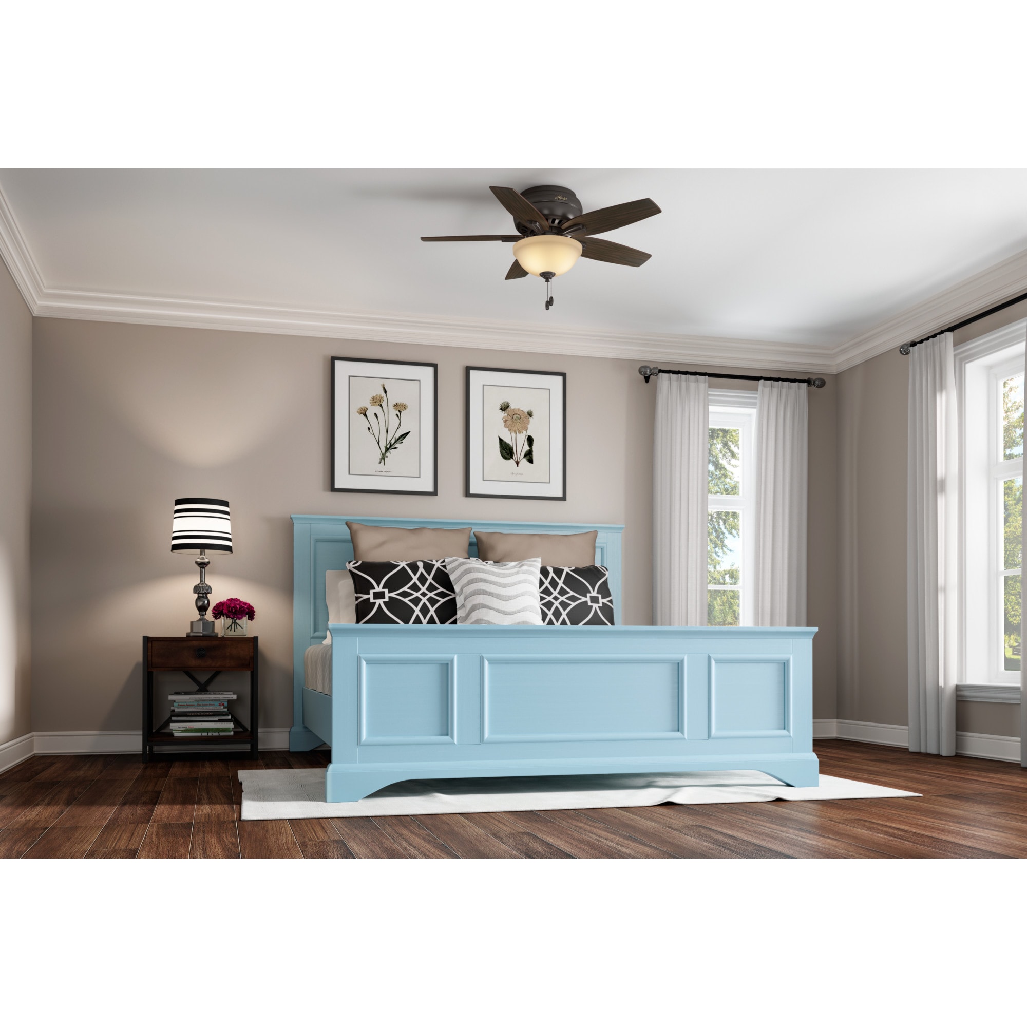 42" Bronze Low Profile Ceiling Fan with LED Light and Remote