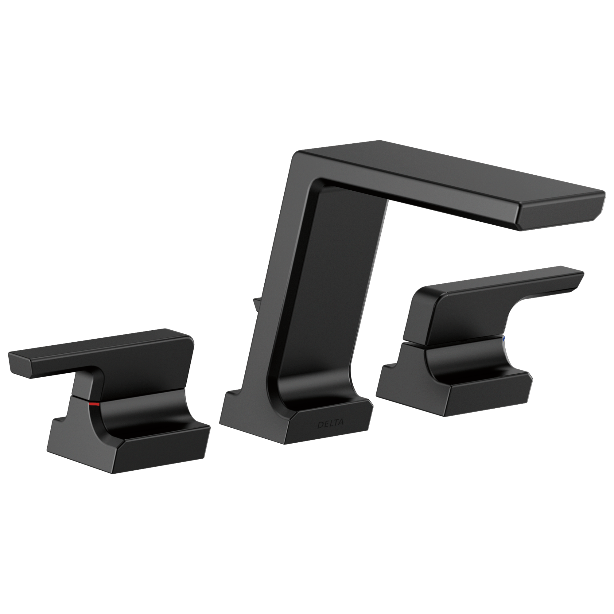 Matte Black Brass Modern Deck Mounted Widespread Faucet