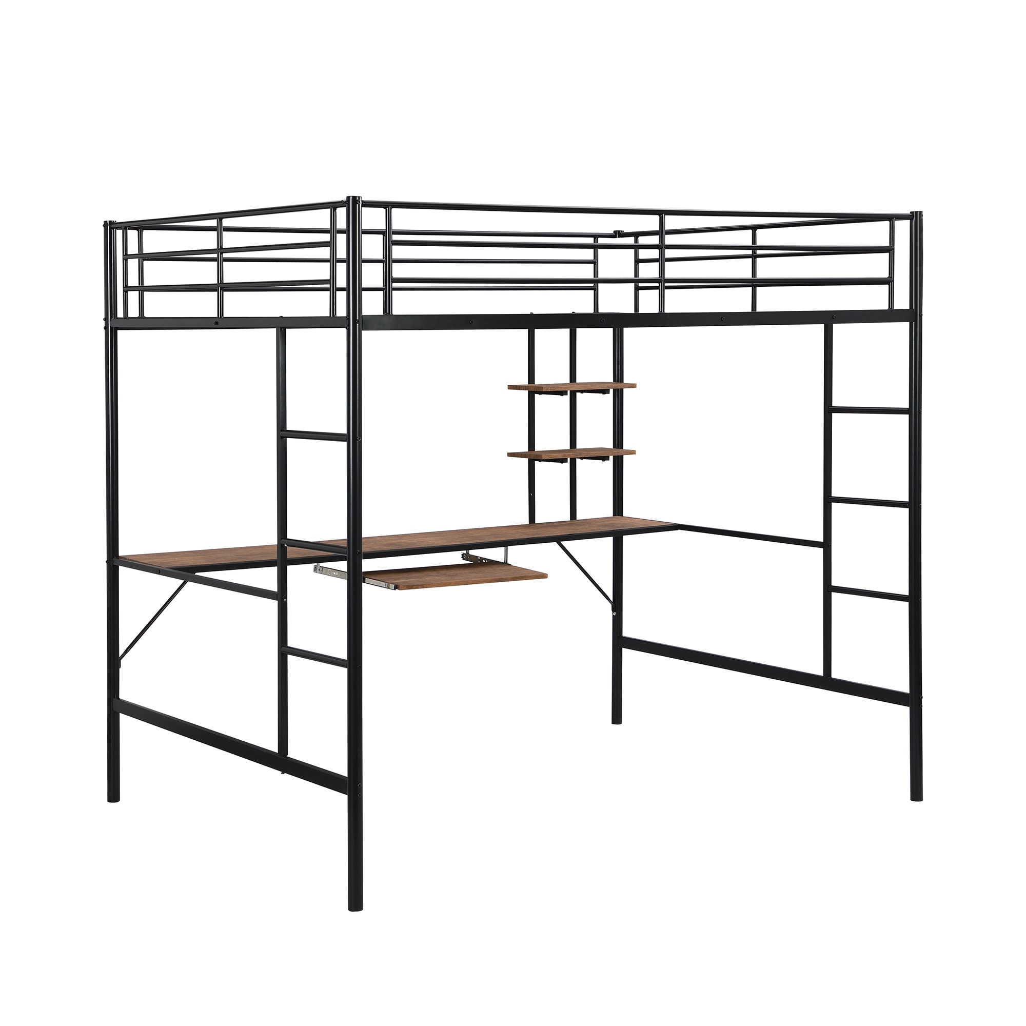 CASAINC Twin loft bed with desk Black Twin Loft Bunk Bed at Lowes.com