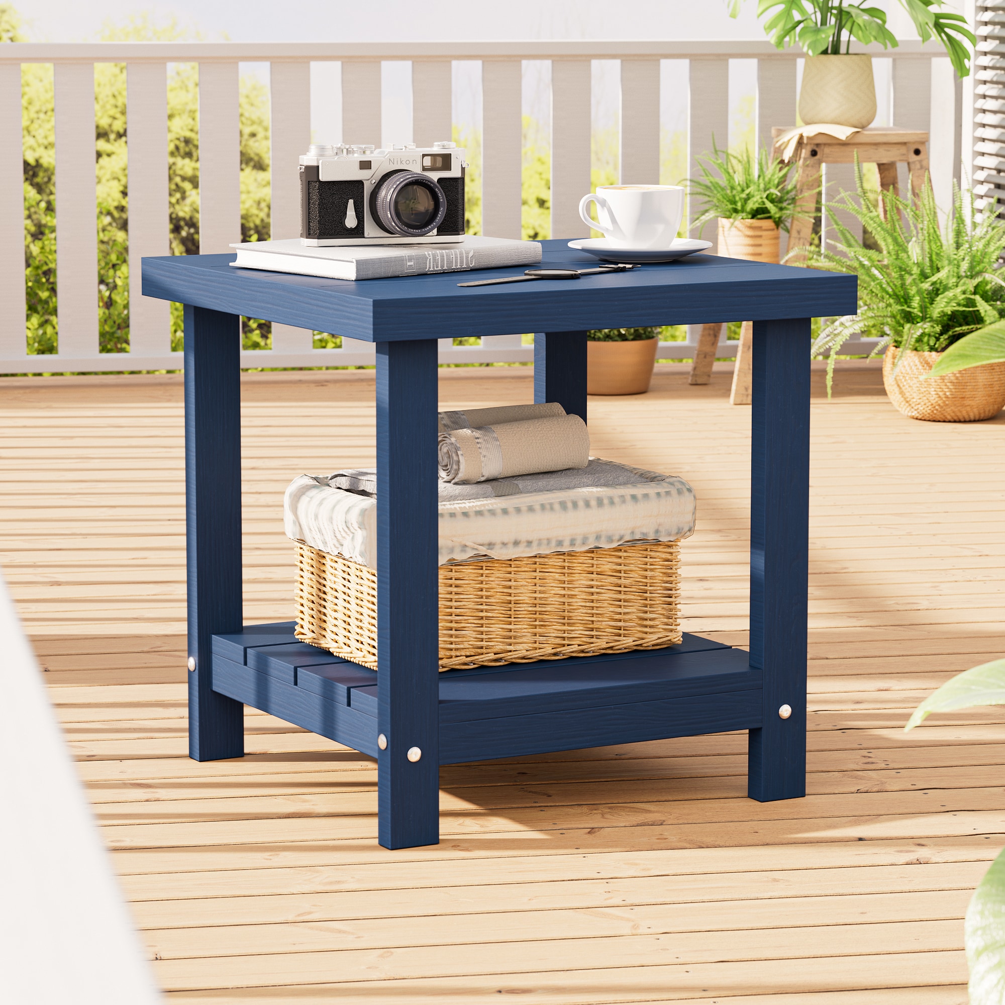 Livewood Side Table Square Outdoor End Table 16.1-in W x 16.1-in L