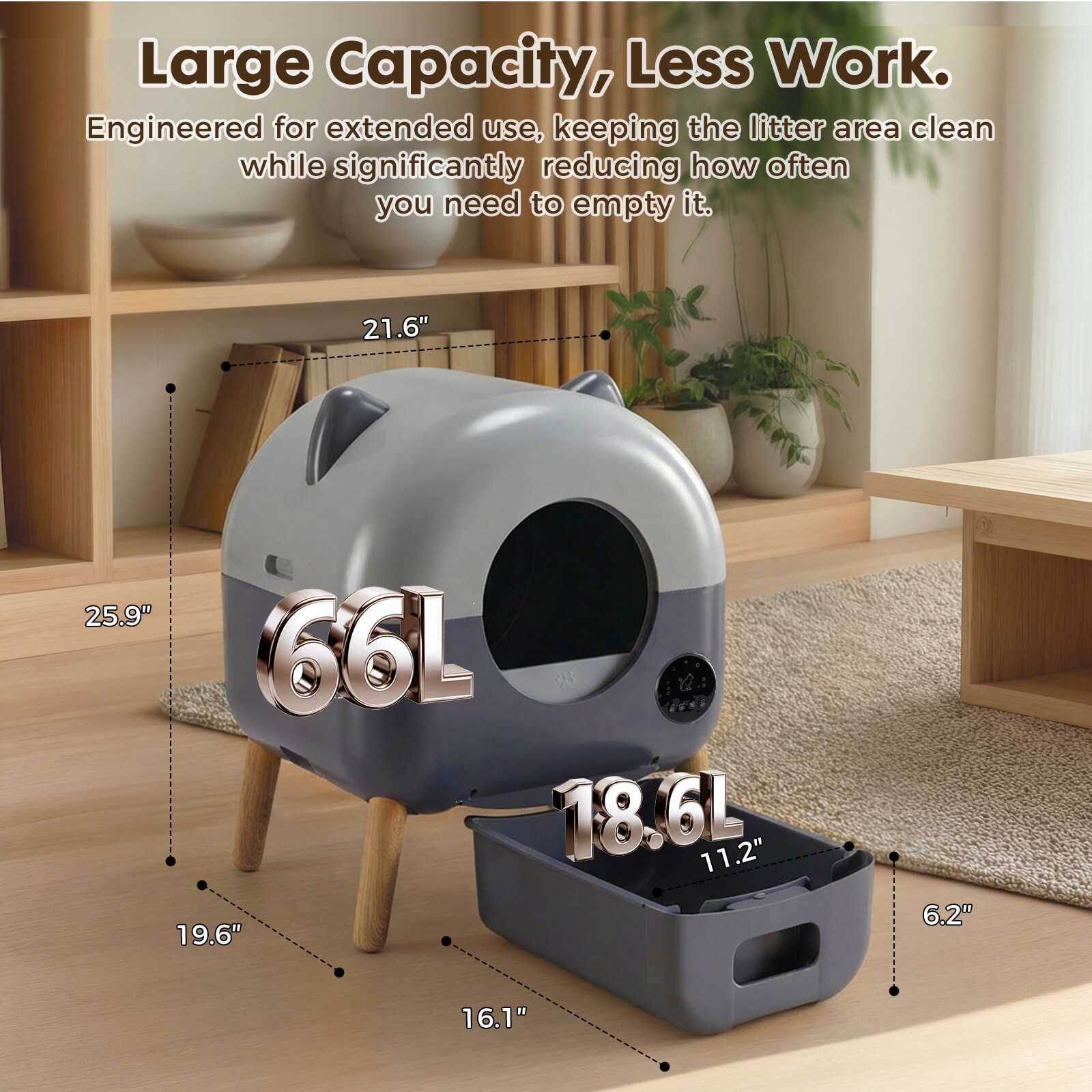 GTPLAYER LOWE'S-ACB09-GY-WD Cat-Litter-Box - View #9