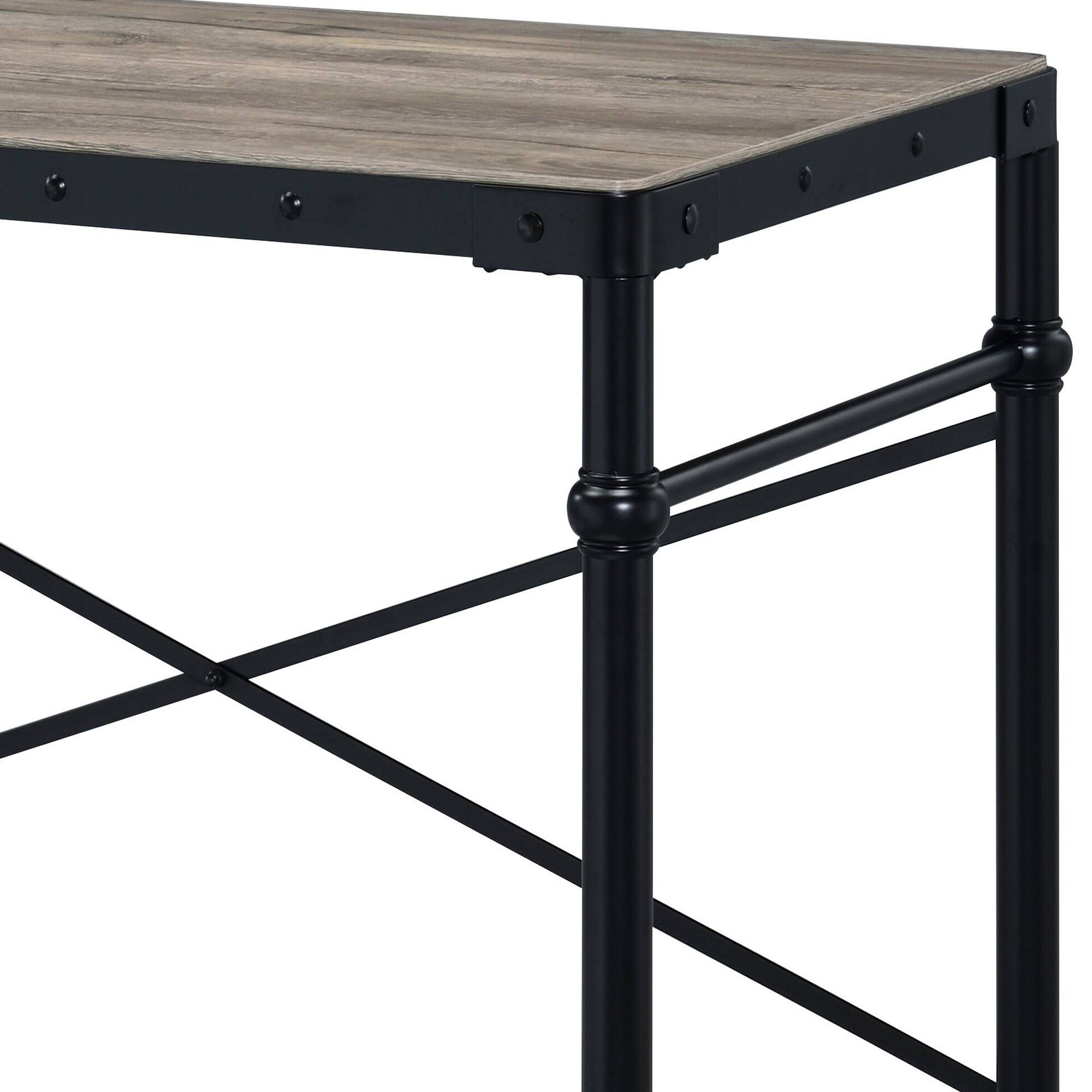 HyperDrop Cart Rustic Oak Black Writing Desk Heavy-Duty Mobile Caster ...