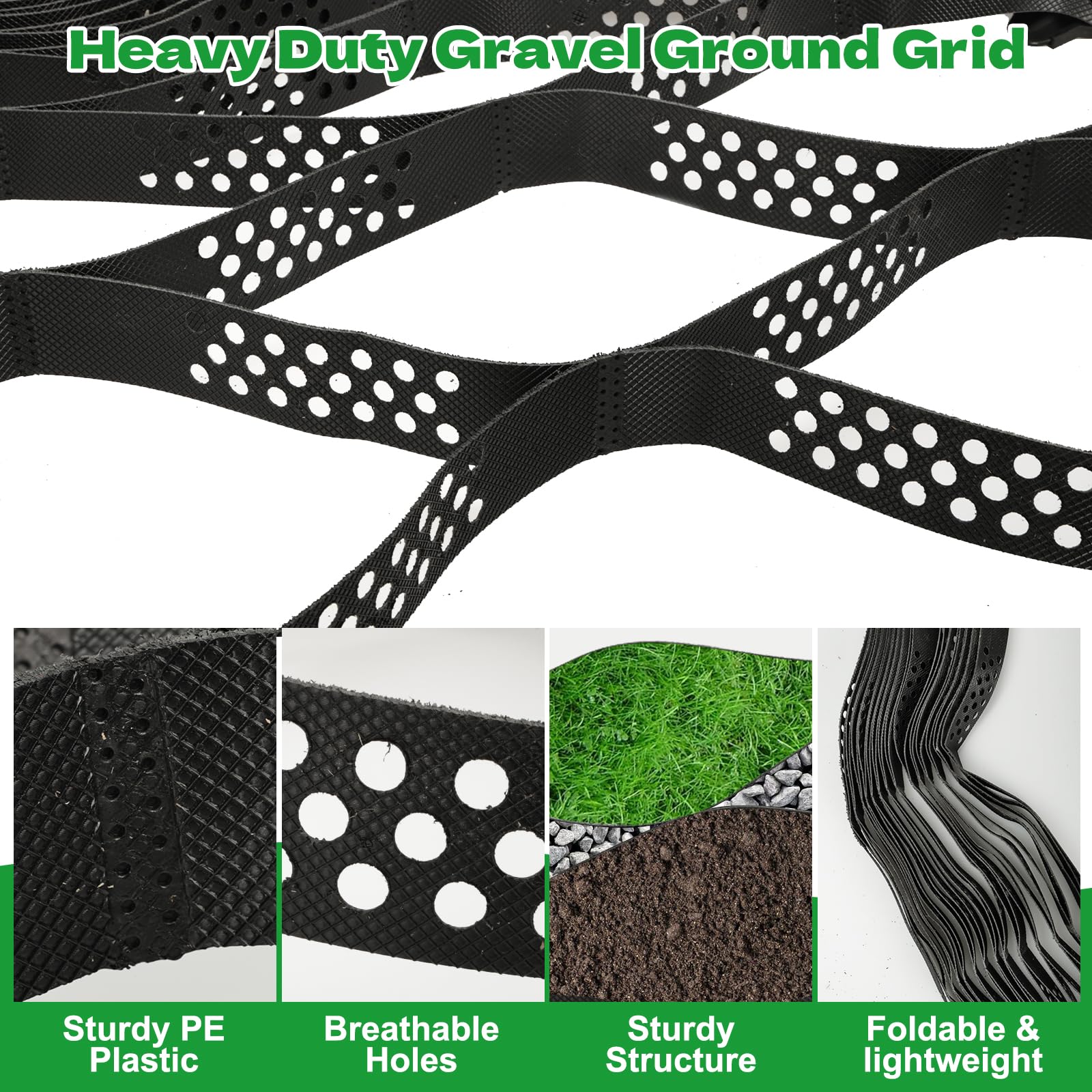 JVFCXXV 6.5 x 16.5 Ft Gravel Ground Grid 2 Inch Thick Plastic Geo Grid ...