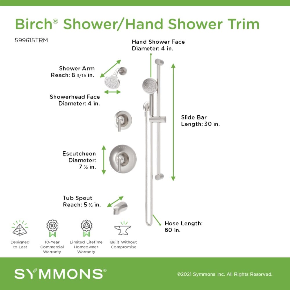 Symmons 5996STN15TRM Tub-Shower-Faucets - View #2