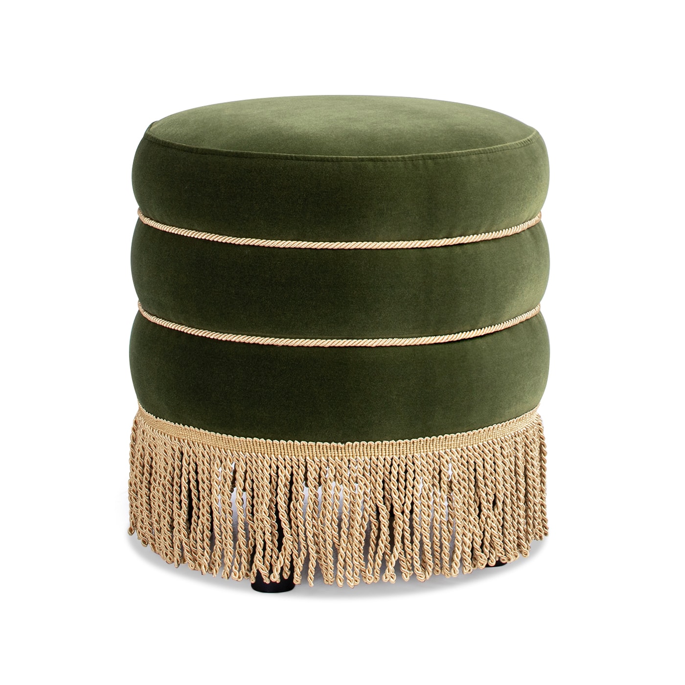 Jennifer Taylor Home LV036-84700 Edward Victorian Olive Green Velvet Round Ottoman
