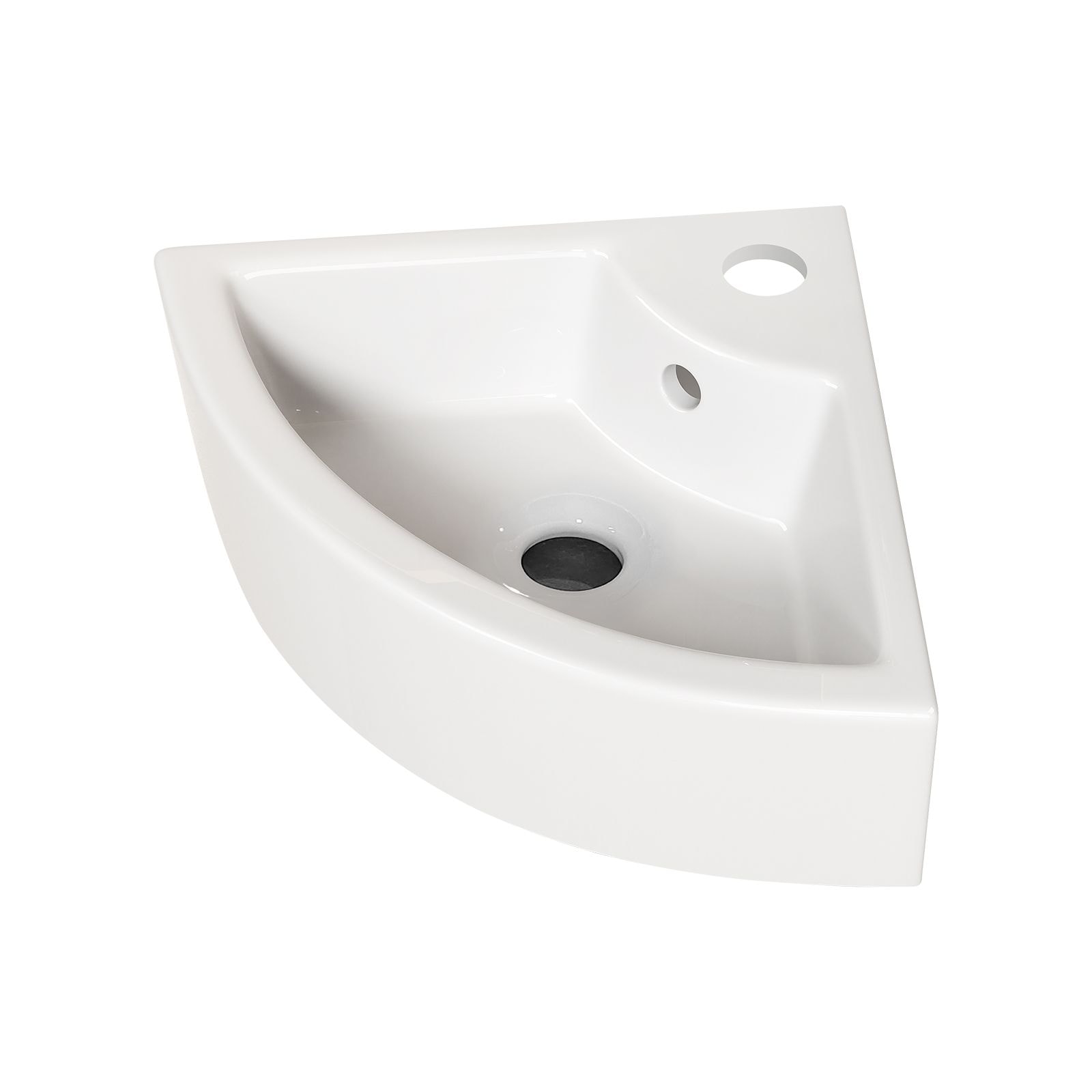 Blisstyle No Faucet No Drain Triangle Corner Sink For Bathroom Wall Mounted Ceramic Vessel Sink White Gloss Finish Space-saving Design For Small Bathroom Powder Room Laundry - 17.13 X 12.60 X 5.12 Inch (faucet Not Included)