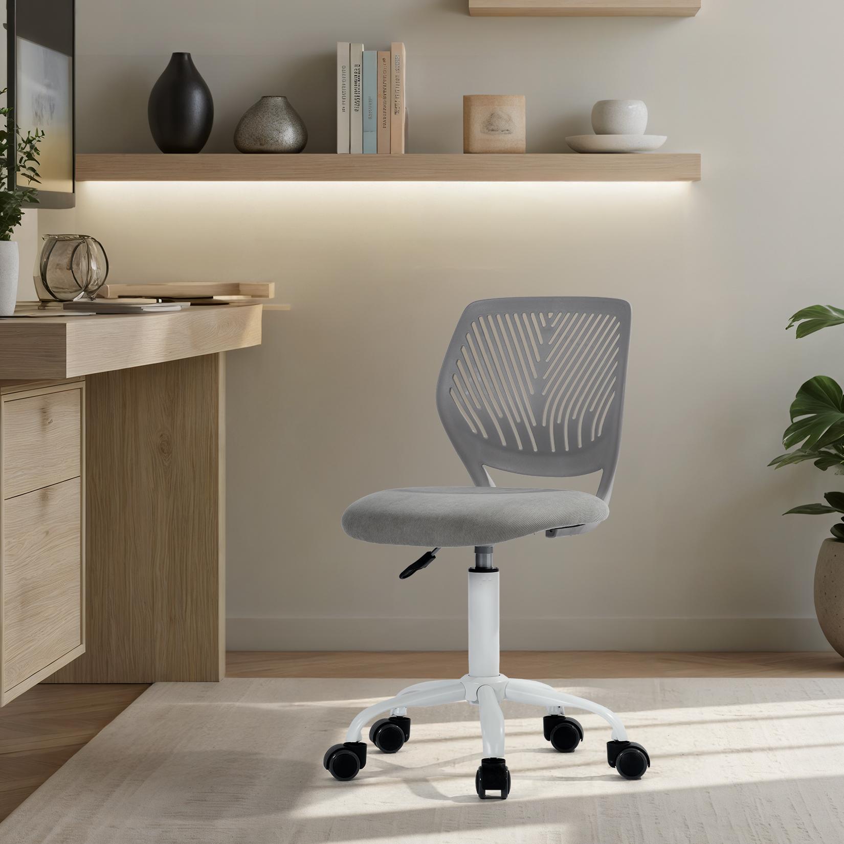 Homy Casa CARNATION GREY VNEW Carnation Fabric Adjustable Height Ergonomic Office Chair in Cloud Grey with Breathable Back Swivel Study Computer Chair