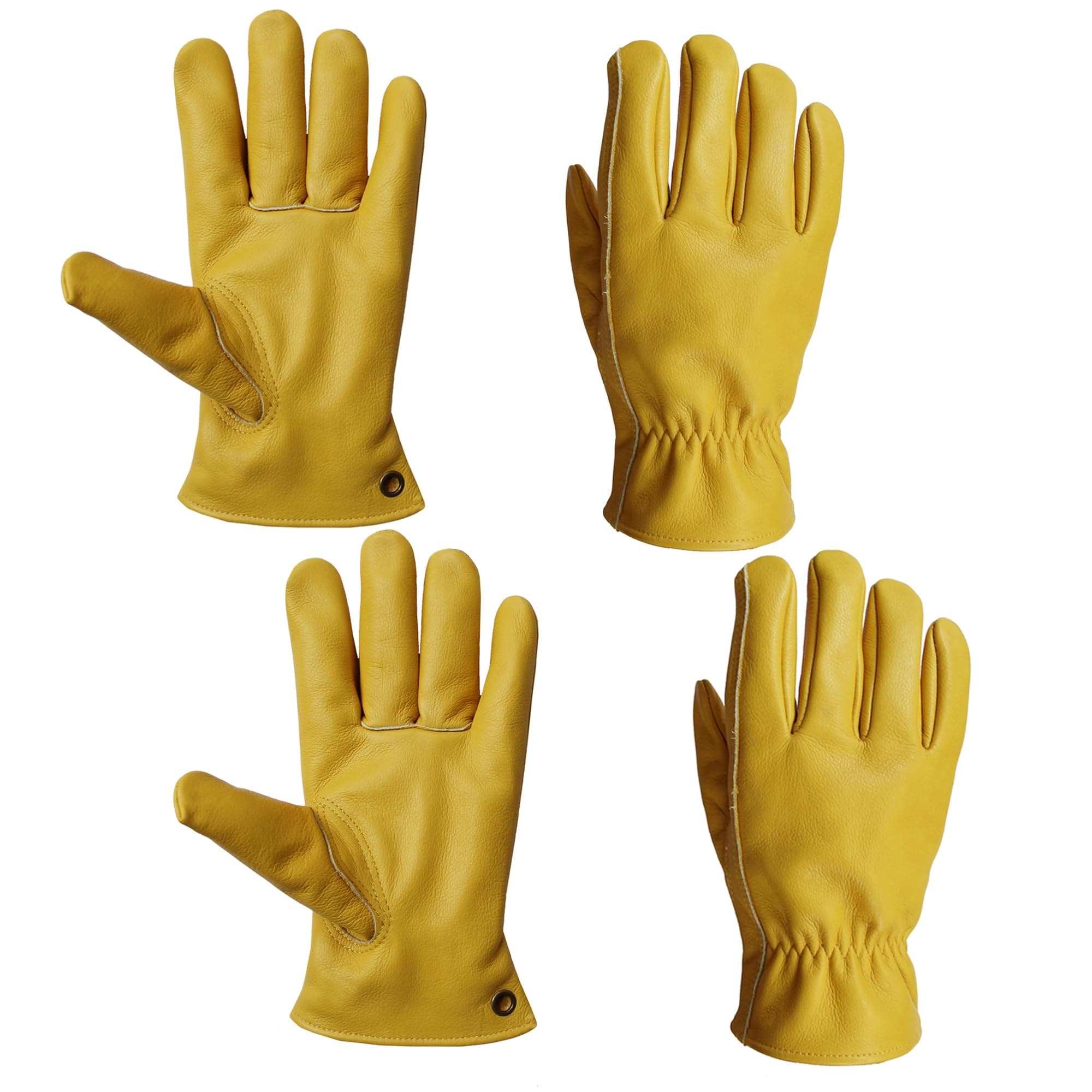 Etokfoks  2 Pairs Cowhide Leather Work Gloves Heavy Duty Yard Gardening Construction Outdoor Farm Safety Tool Gloves